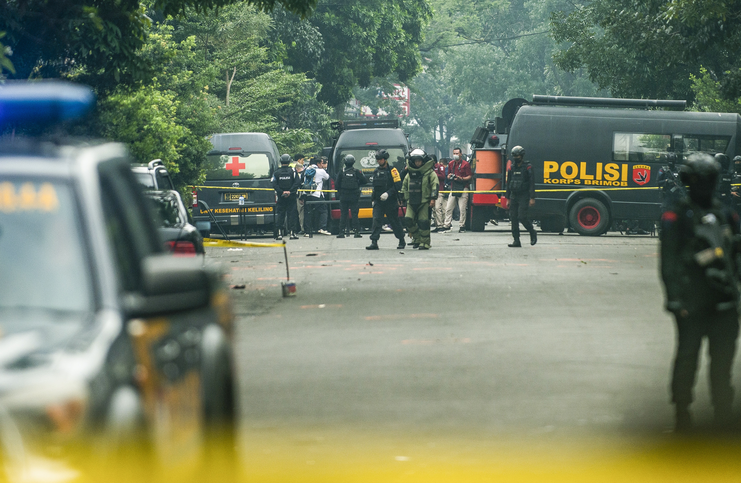 Suicide bomb blast aftermath in Bandung