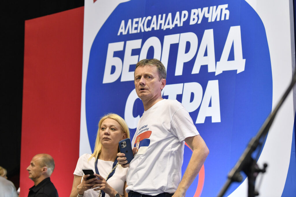 Beograd 28.05.2024 predizborni miting SNS liste "Aleksandar Vučić - Beograd sutra" . Miting, skup, SNS, hala sportova Ranko Žeravica, Novi Beograd Foto: Goran Srdanov/Nova.rs