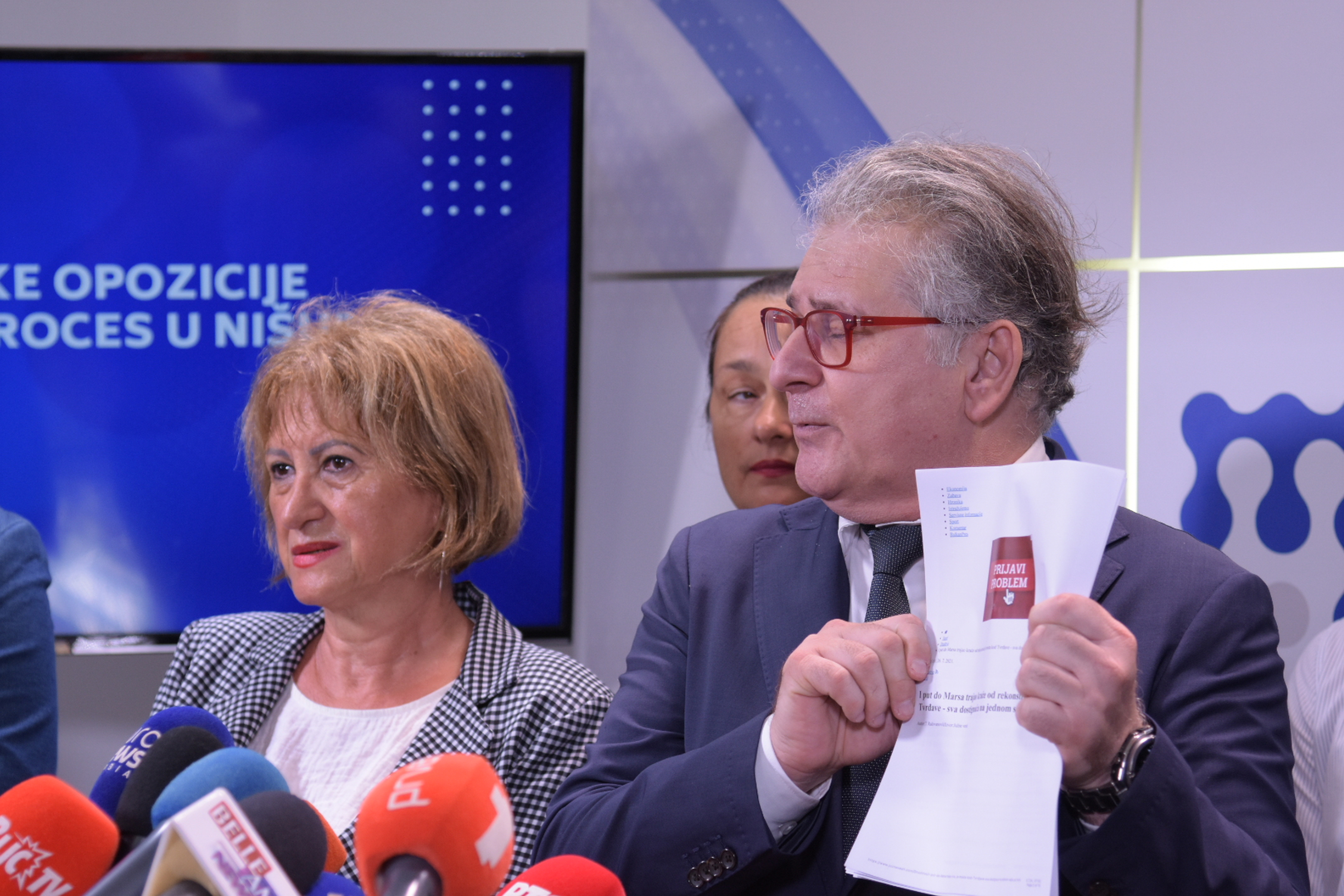 03, July, 2024, Nis - Press conference of  opposition on the election process in Nis. Dragan Milic. Photo: Radule Perisic/ATAImages
03, jul, 2024, Nis - Konferencija za medije niske opozicije o izbornom procesu u Nisu.  Photo: Radule Perisic/ATAImages