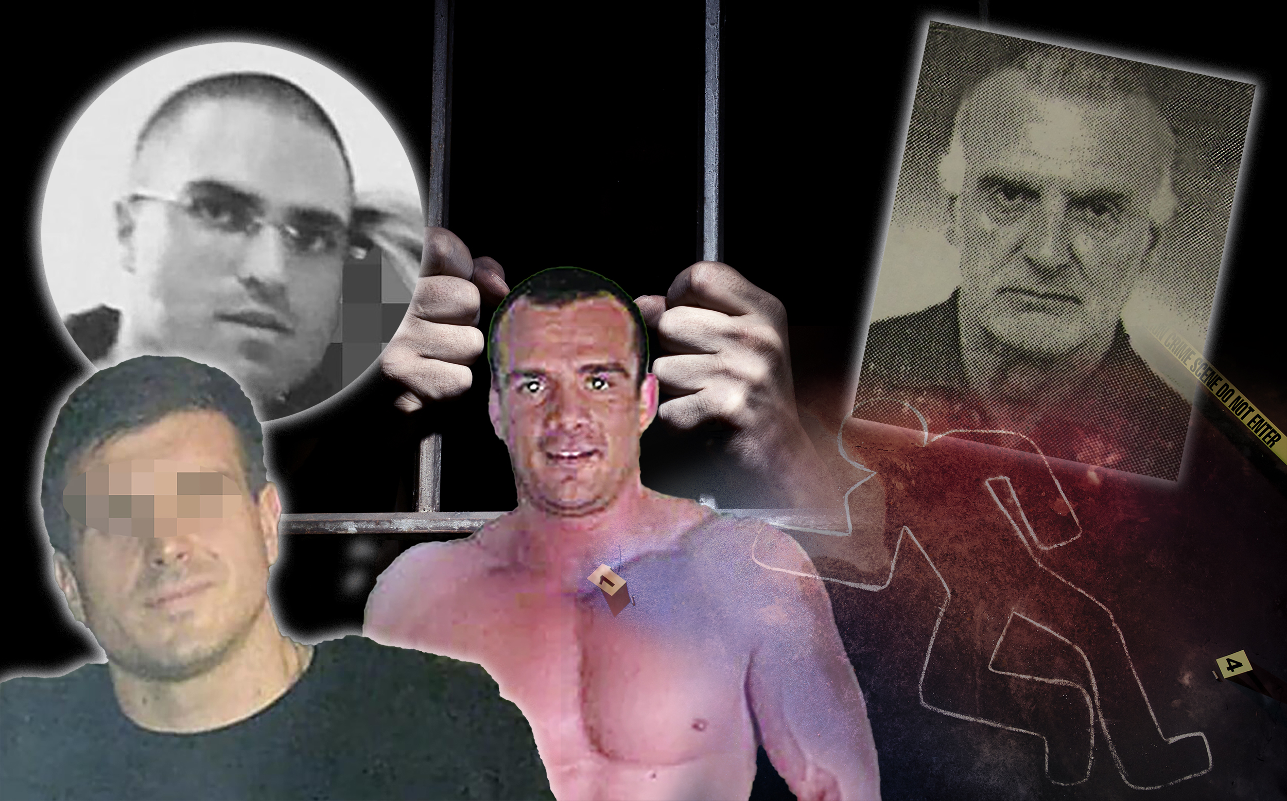 zatvor, rešetke, zatvorska kapija i sledeće osobe: Milan Šuša, Milan Jorović, Luka Radulović, Slobodan Šaranović KOMBO