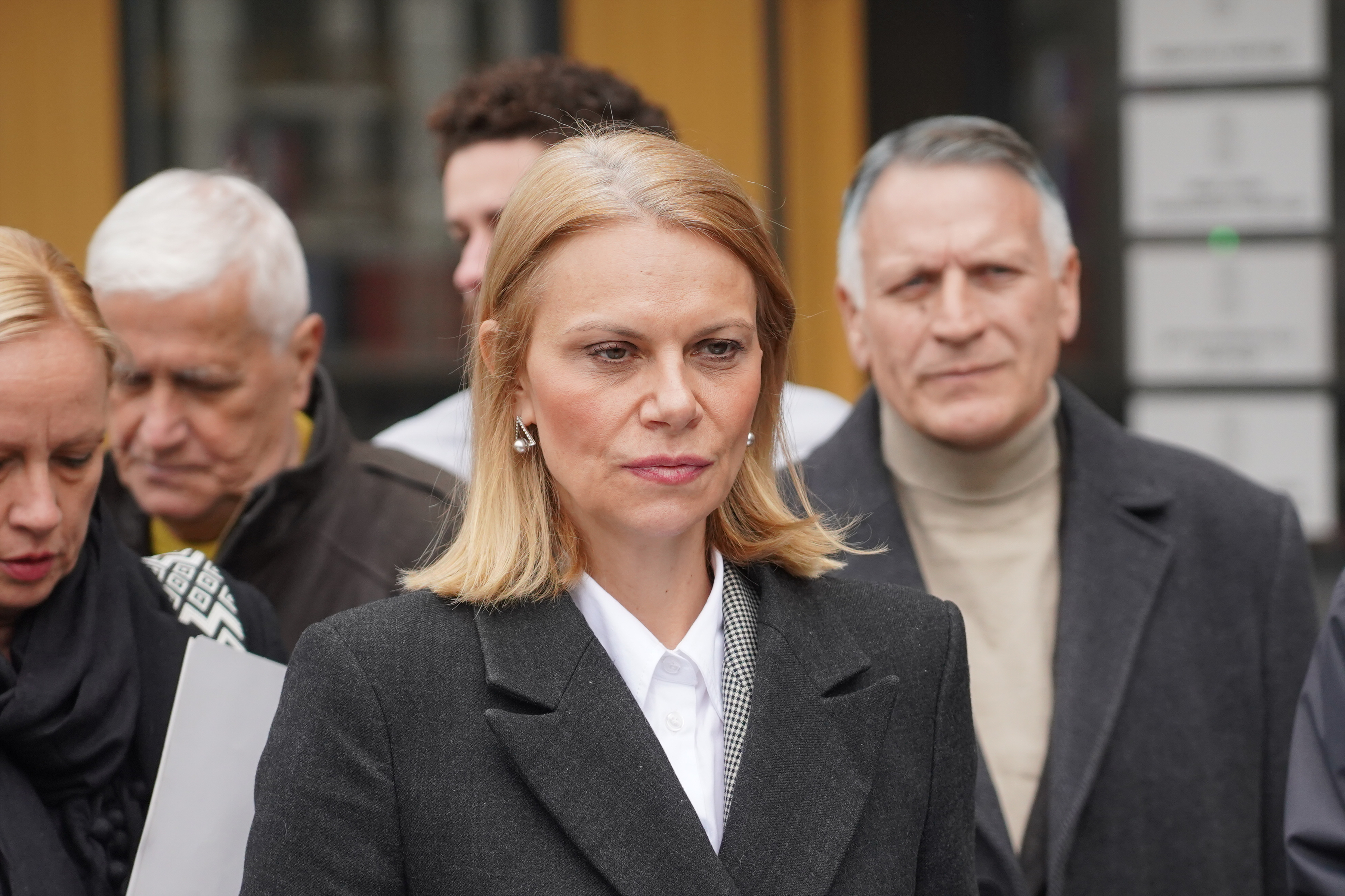 Press conference of the president and vice president of the City Committee of the Belgrade Freedom and Justice Party, Mila Popovic and Ana Godjevac, regarding the filing of criminal charges against people who participated in election fraud, was held in fr