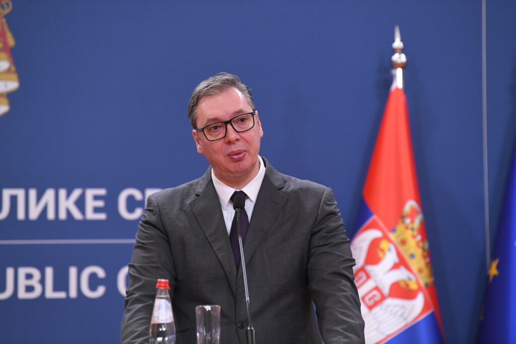 Beograd 29. februar 2024. Konferencija za novinare nakon održanog sastanka predsednika Srbije Aleksandra Vučića i predsednika Centralnoafričke Republike Fostena Arkanža Tuaderu Foto:Amir Hamzagić/Nova.rs