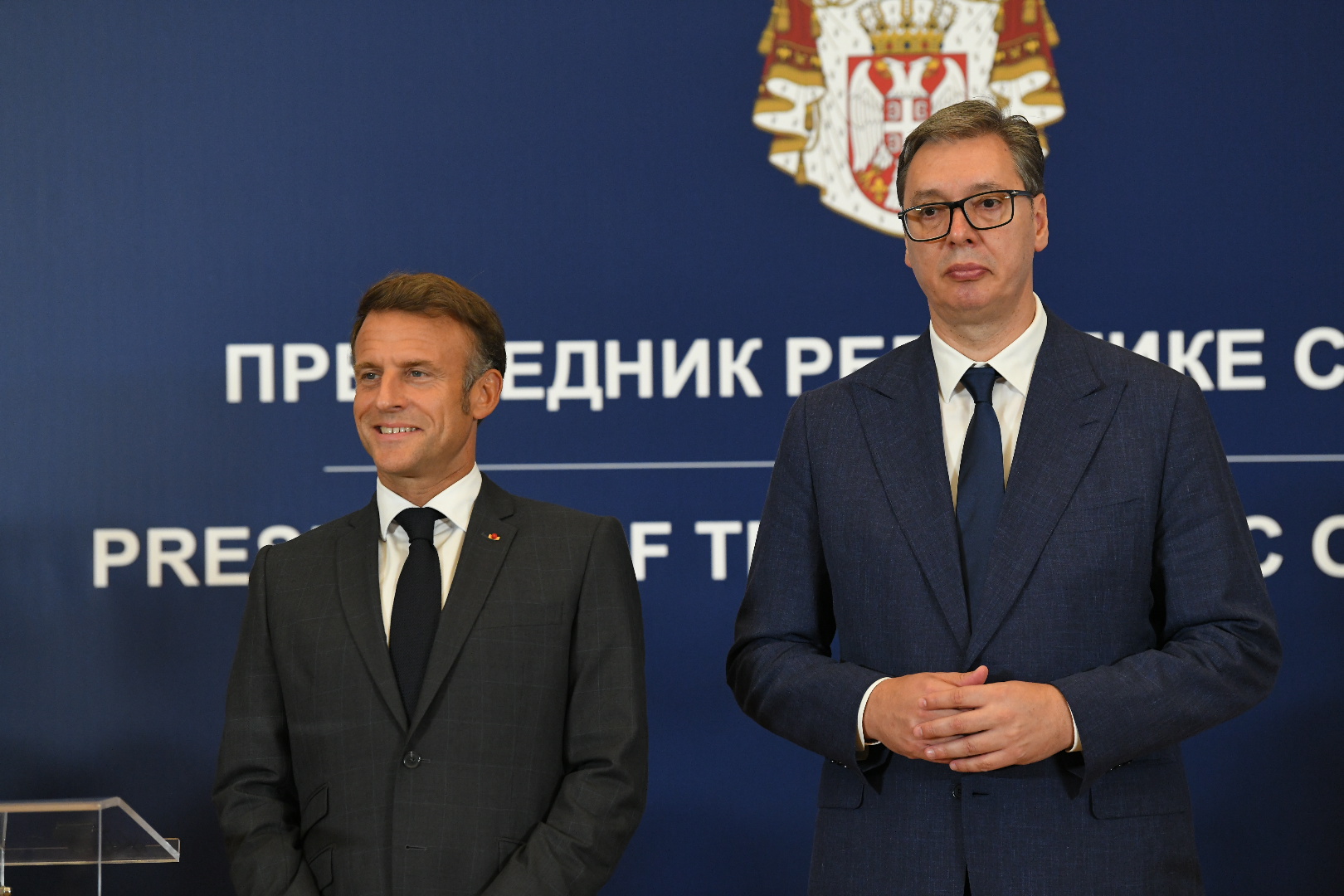 Beograd, 29.08.2024. Palata Srbija, Doček Emanuela Makrona ispred Palate Srbija,  sastanak Makrona i Vučića, razmena ugovora i dokumenata između Srbije i Francuske Foto: Amir Hamzagić/Nova.rs
