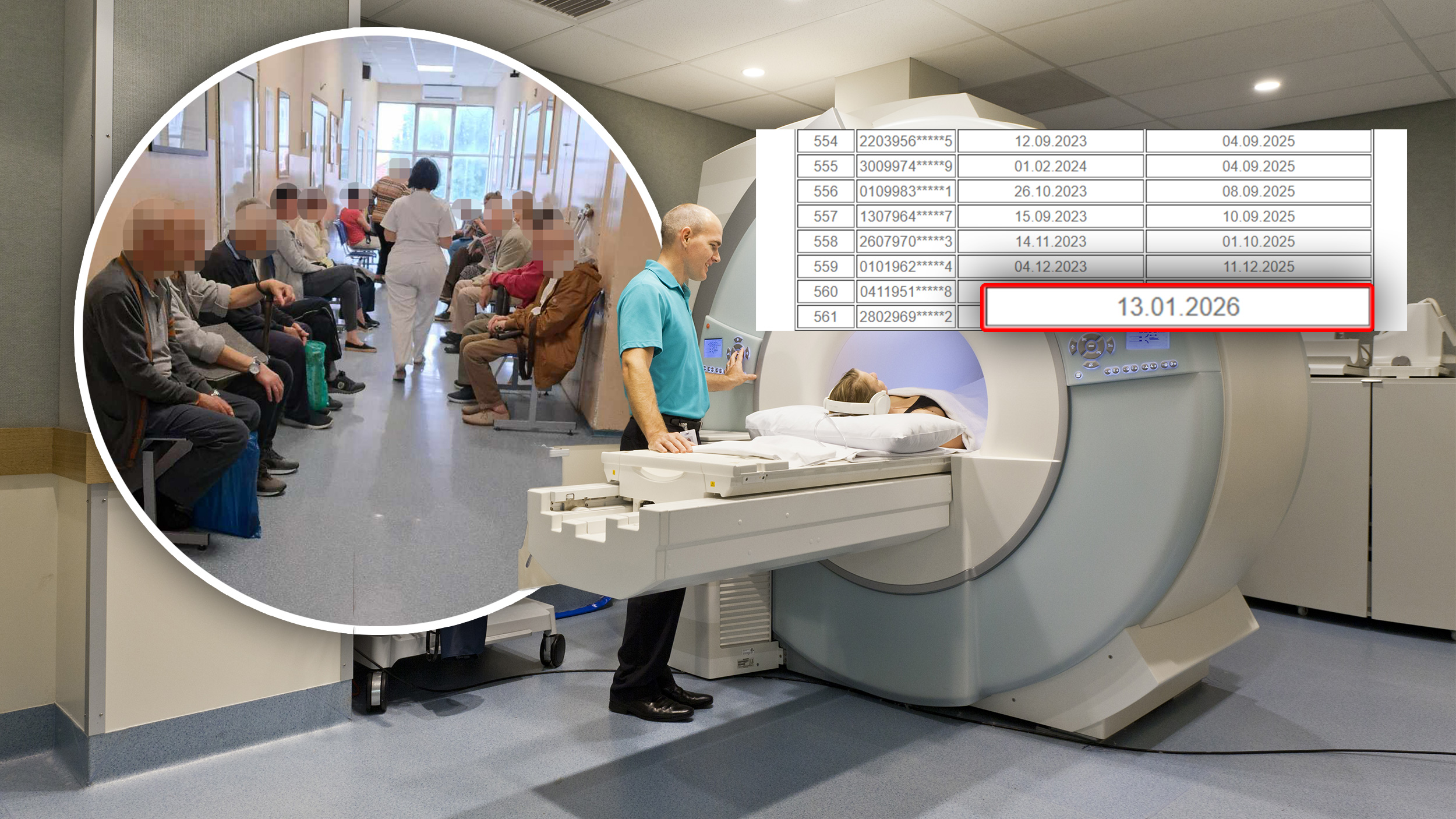 magnetna rezonanca, 
Pacijenti u Beogradu čekaju na magnetnu rezonancu dva meseca, u Kragujevcu dve godine, a bez ove dijagnostike nema lečenja
Magnetna rezonanca, pacijenti - gužva u bolnici i skrinšot poslednjih termina na tabeli sa linka: