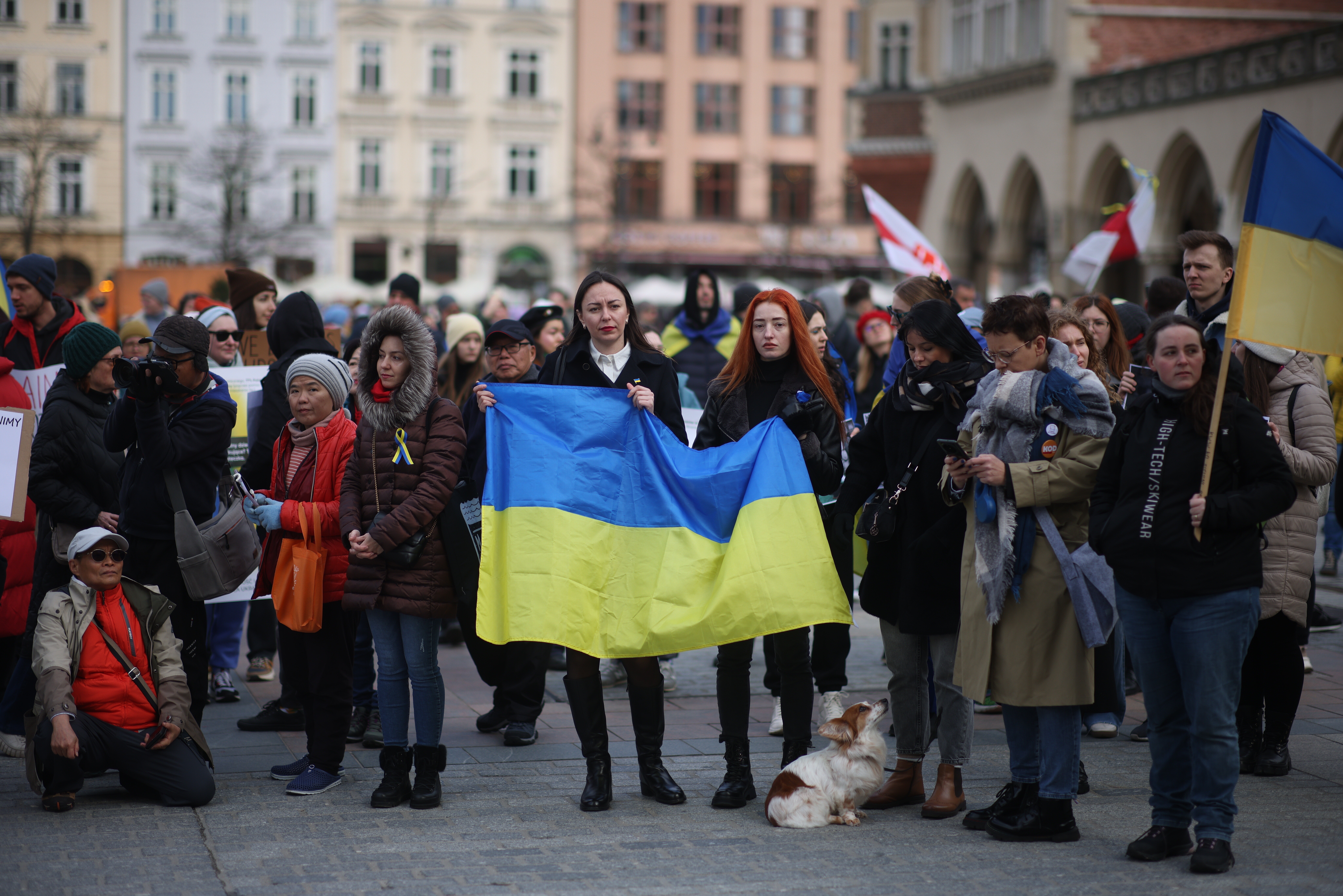 Peace march to mark second anniversary of Russia's invasion of Ukraine, in Krakow