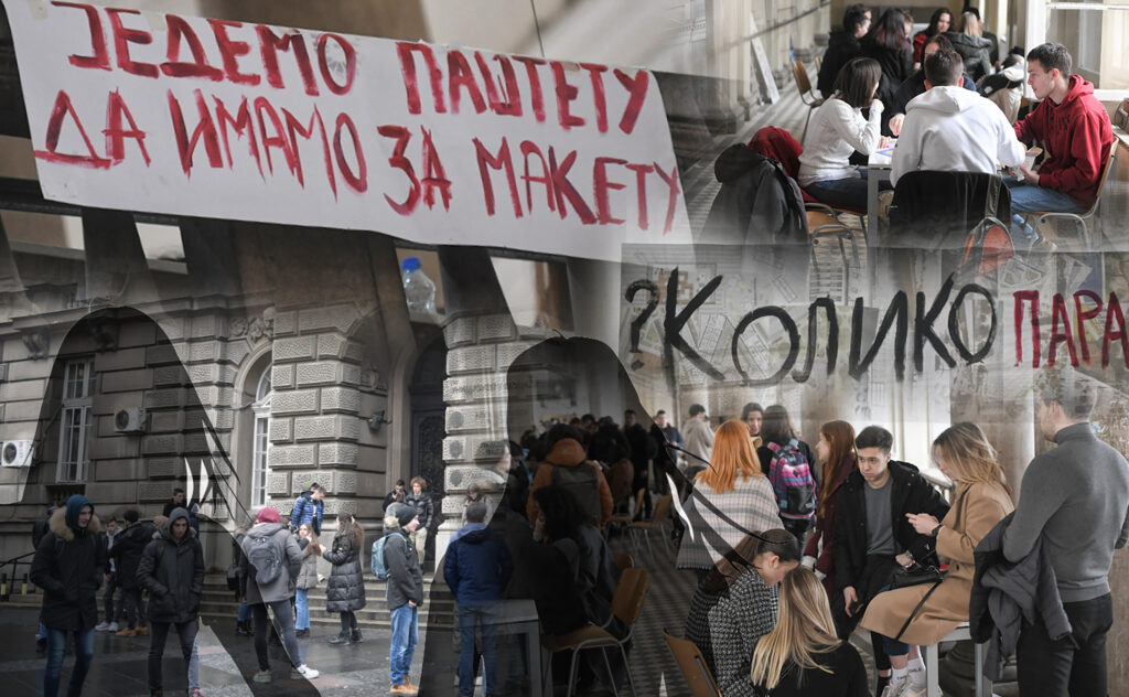 dve devojke  Beograd 28.02.2023. Arhitektonski fakultet, protest, štrajk Foto: Dragan Mujan/Nova.rs