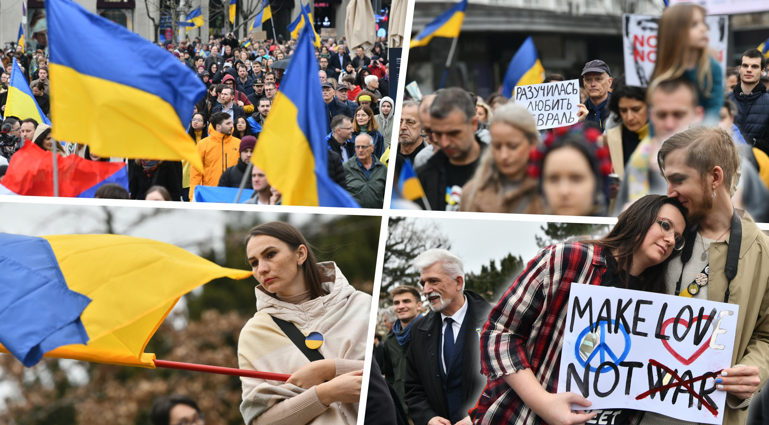Beograd, 24.02.2023. Trg republike, Skup podrške Ukrajini održava se u subotu u Beogradu, na poziv ambasade Ukrajine i volontera, povodom godišnjice od početka ruske invazije na Ukrajinu. Foto: Vesna Lalić/Nova.rs