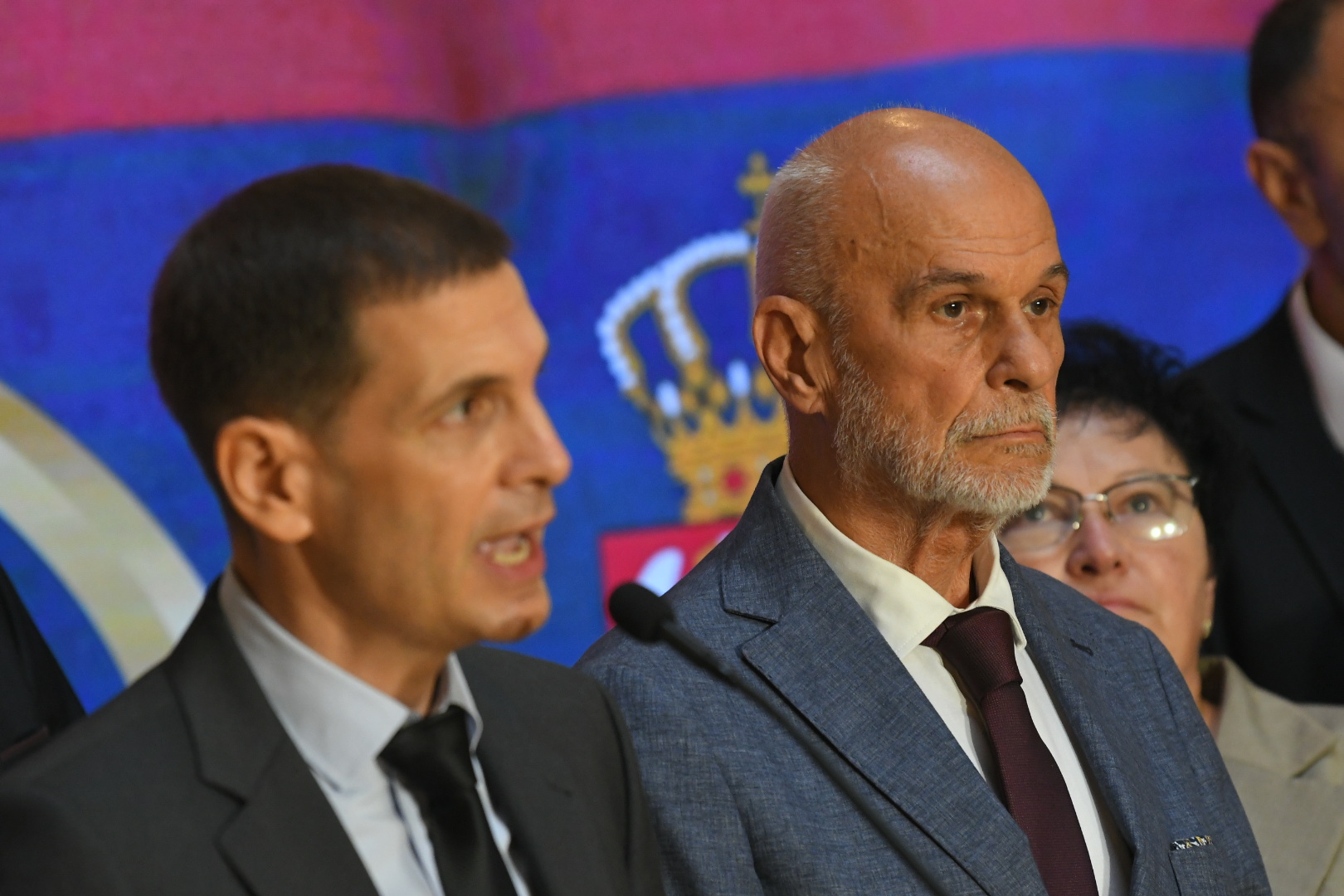 Beograd, 23.07.2024. Konferencija za medije, KZŠ, Lider Nove demokratske stranke Srbije (Novi DSS) Miloš Jovanović, predsednik POKS-a Vojislav Mihailović, koalicija Nada Foto: Amir Hamzagić/Nova.rs