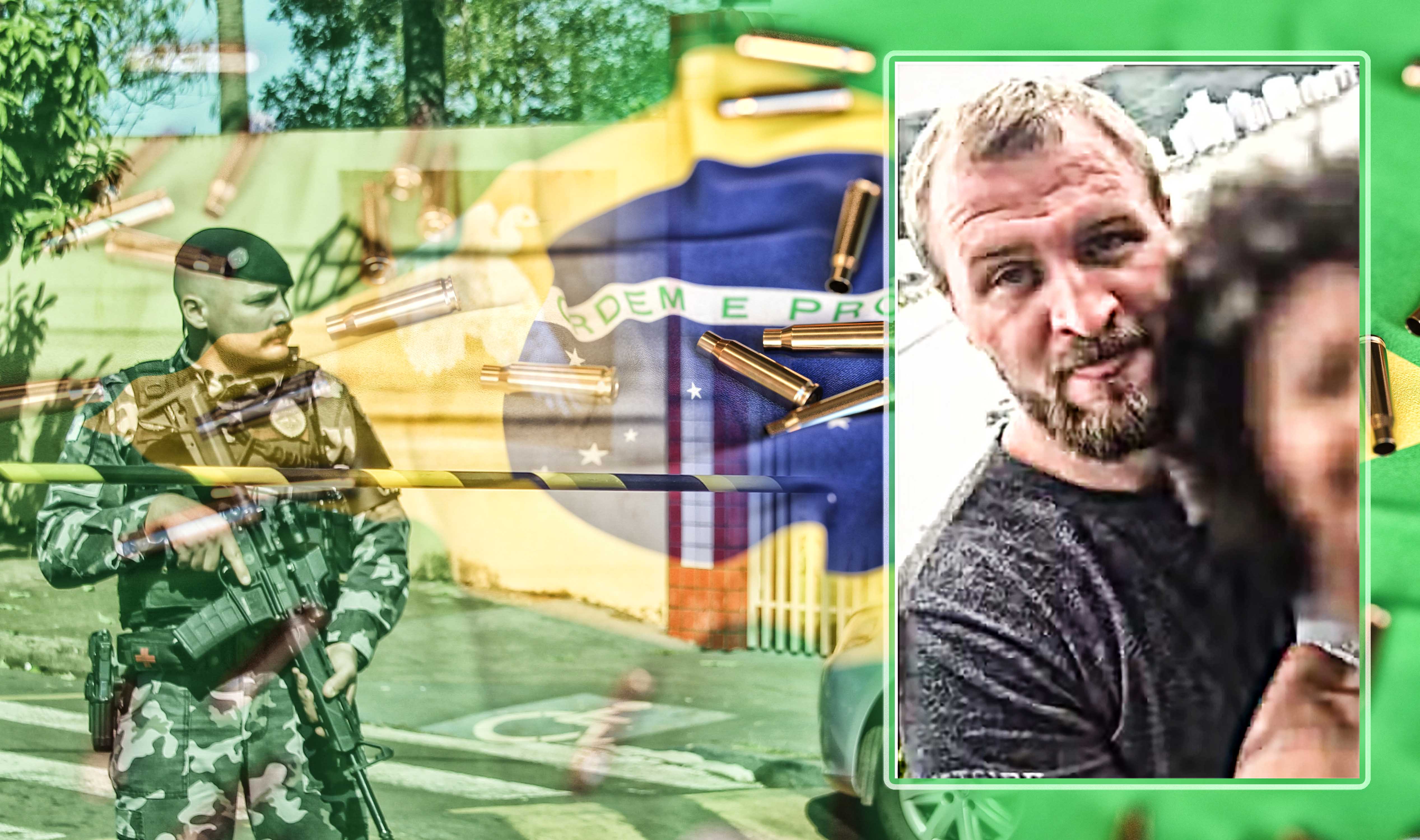 Darko Nedeljković Brazil policija ubistvo Flag of Brazil and bullet shells. Crime or war related 3D rendering
