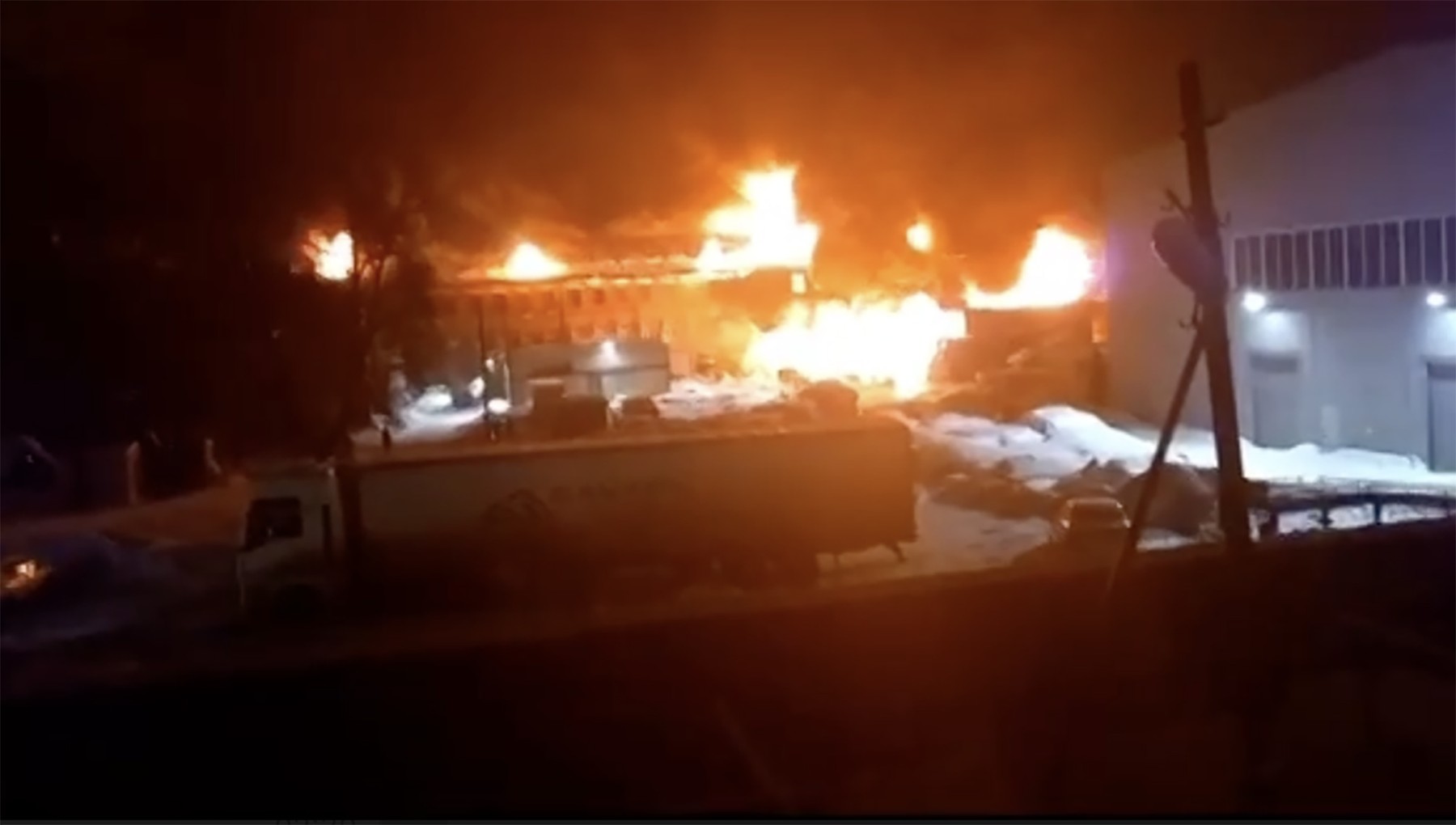 Massive fire broke out at a production facility in Obukhovo, Moscow region, early in the morning of January 11, 2024.