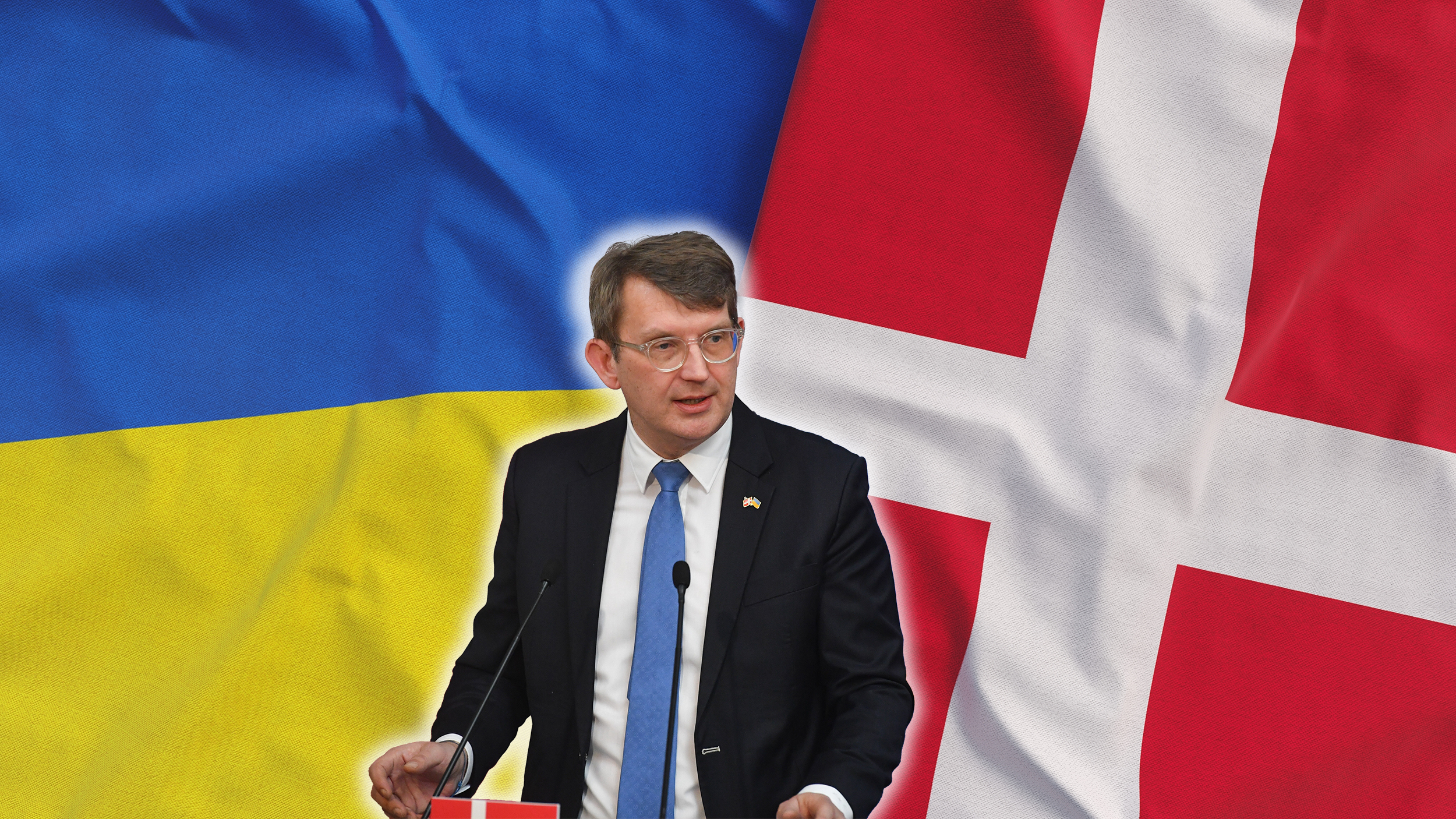 Danska daje donaciju Ukrajini za kupovinu francuskih topova, danska i ukrajinska zastava,  Trels Lund Poulsen