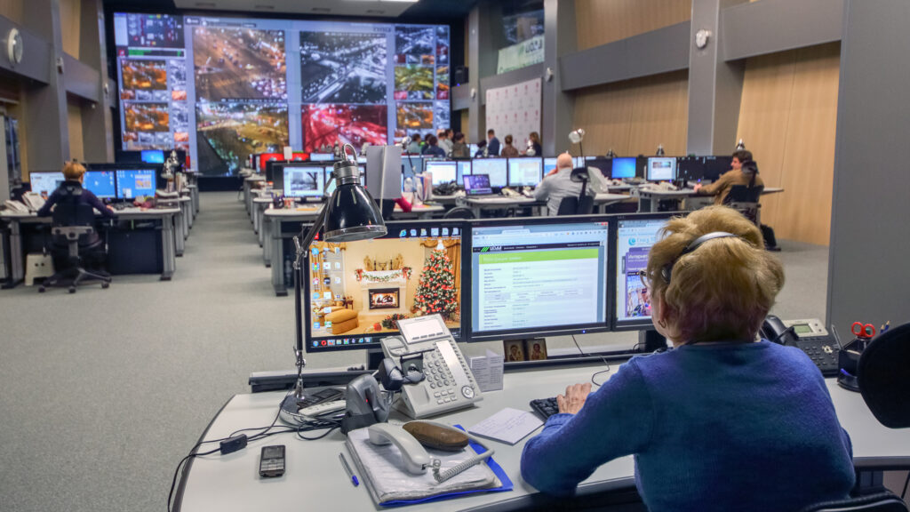 MOSCOW, RUSSIA - FEB 04, 2016: space situation Centre TSODD, monitoring passenger traffic nadzorni centar