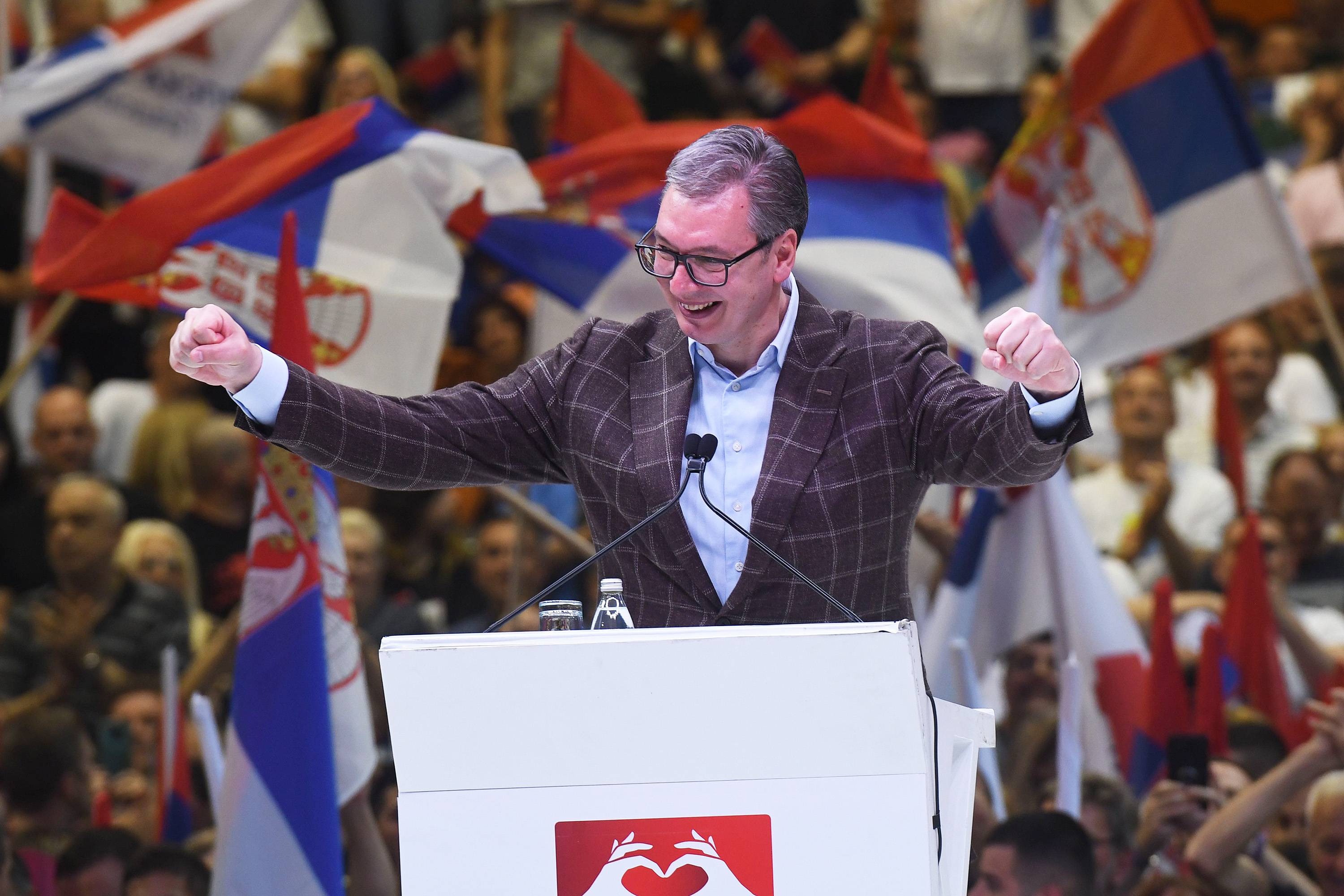 Novi Sad, 19.05.2024. - Miting izborne liste "Aleksandar Vucic - Novi Sad sutra" odrzan je danas u hali JP "Sportski i poslovni centar Vojvodina" (SPENS) u Novom Sadu. Na fotografiji Aleksandar Vucic. (BETAPHOTO/DRAGAN GOJIC)