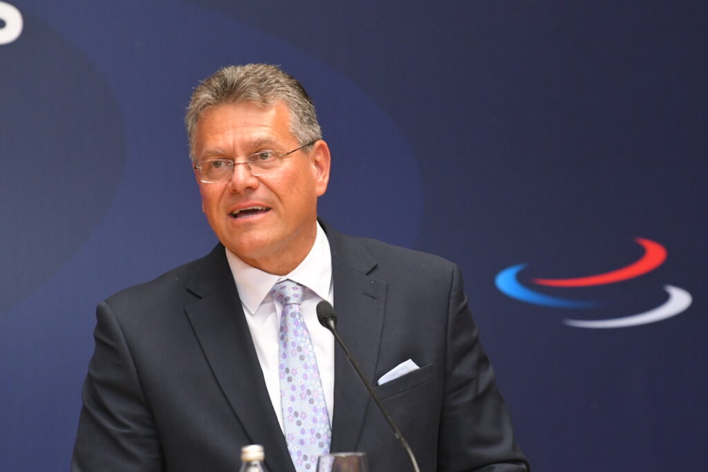 Maroš Šefčovič Beograd 19. jul 2024. Konferencija za novinare nakon odrzanog sastanka Aleksandra Vučića i nemačkog kamcelara Olafa Šolca Foto:Amir Hamzagić/Nova.rs