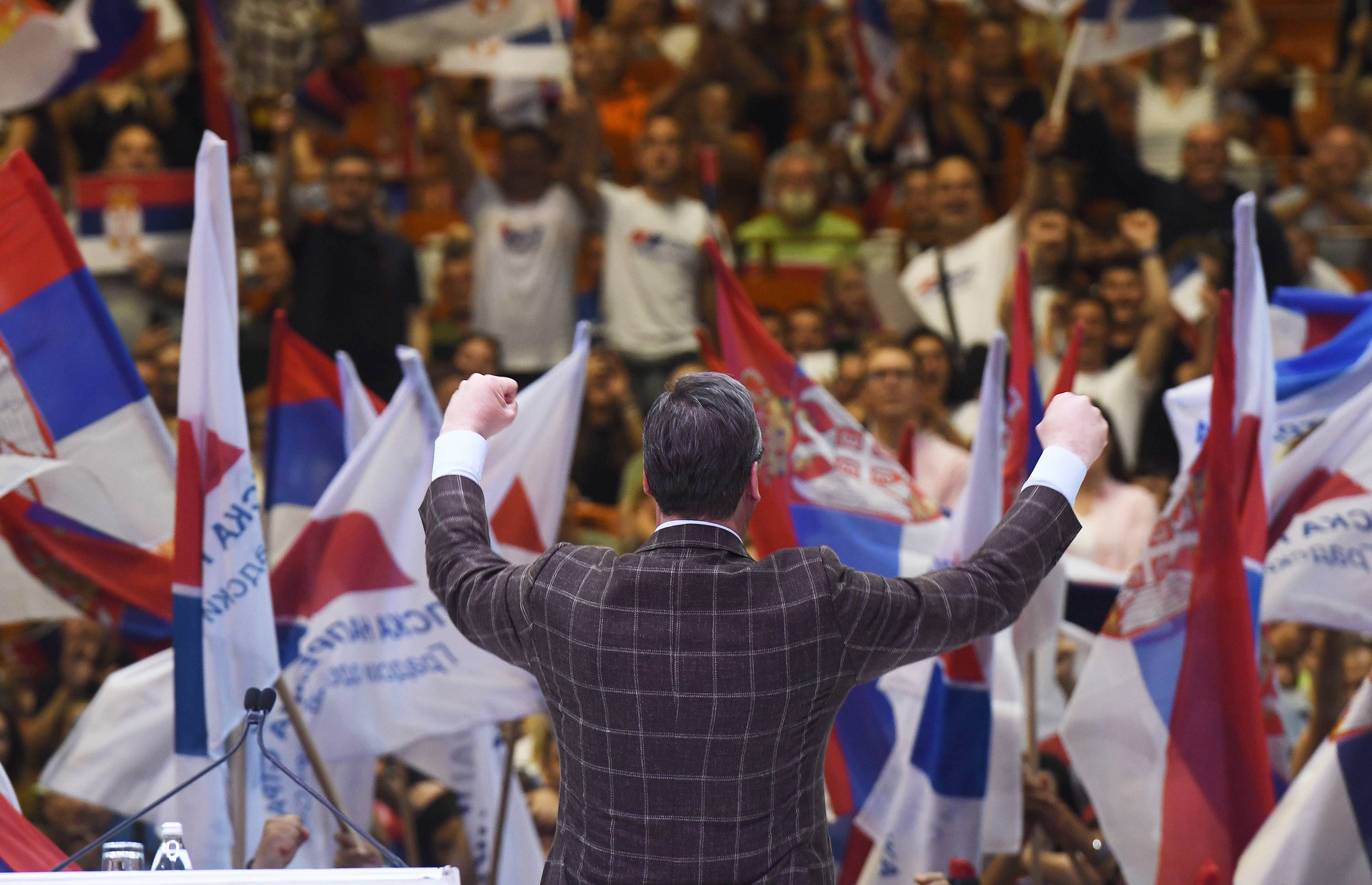 Novi Sad, 19.05.2024. - Miting izborne liste "Aleksandar Vucic - Novi Sad sutra" odrzan je danas u hali JP "Sportski i poslovni centar Vojvodina" (SPENS) u Novom Sadu. Na fotografiji Aleksandar Vucic. (BETAPHOTO/DRAGAN GOJIC)