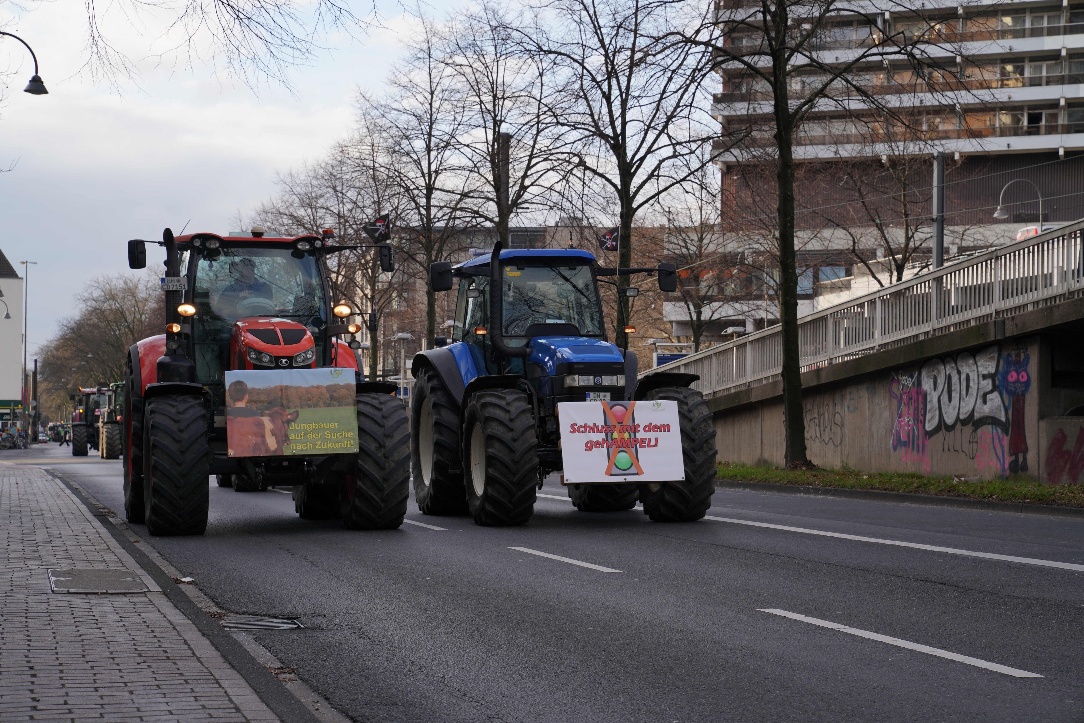 Farmers demonstrate with tractors against high fuel prices in Germany