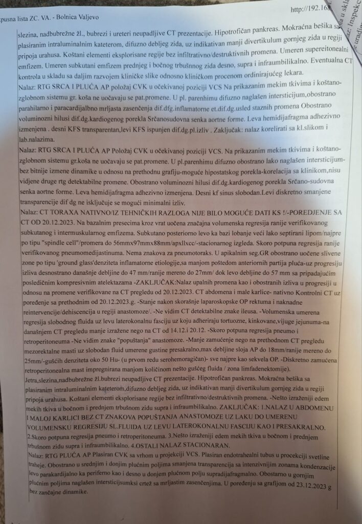 Silueta pacijenta (u pitanju je deda, da znate čisto, nemamo fotku), dokumenta iz atača (ništa ne blurujemo) i fotka Opšte bolnice Valjevo
ubacite tu bolnicu u galeriju i zasebno i sva dokumenta iz atača