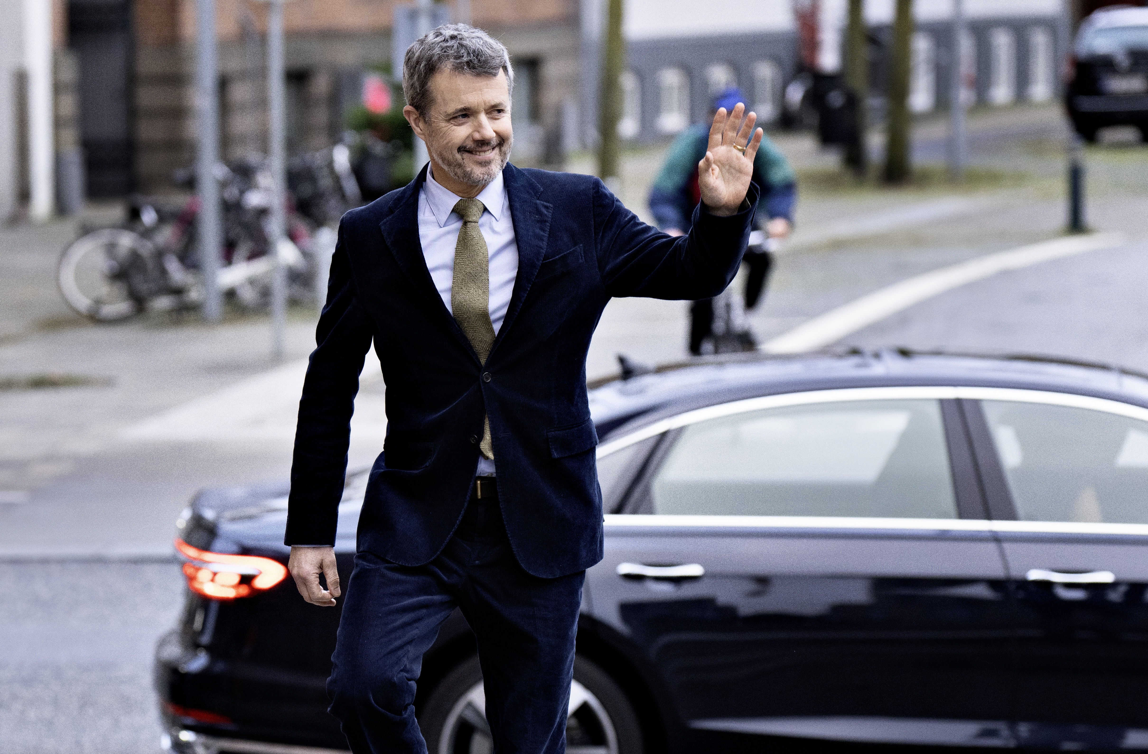 epa10997744 Danish Crown Prince Frederik arrives at the EU's Carbon Capture and Utilization and Storage (CCUS) Forum at the Nordkraft Cultural Center in Aalborg, Denmark, 27 November 2023.  EPA-EFE/Henning Bagger DENMARK OUT