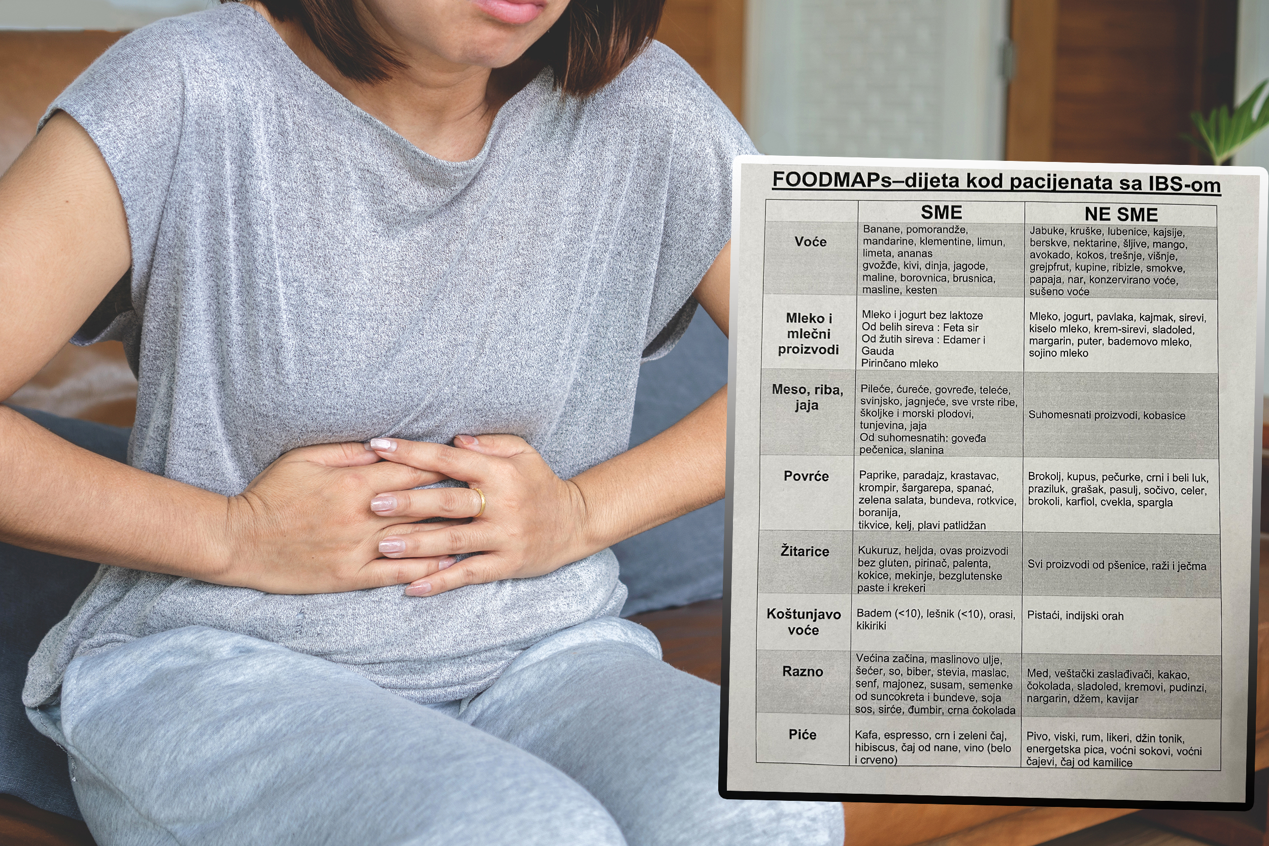 Asian woman suffering from stomach pain, stomachache chronic due to irritable bowel syndrome or IBS, digestion system problem