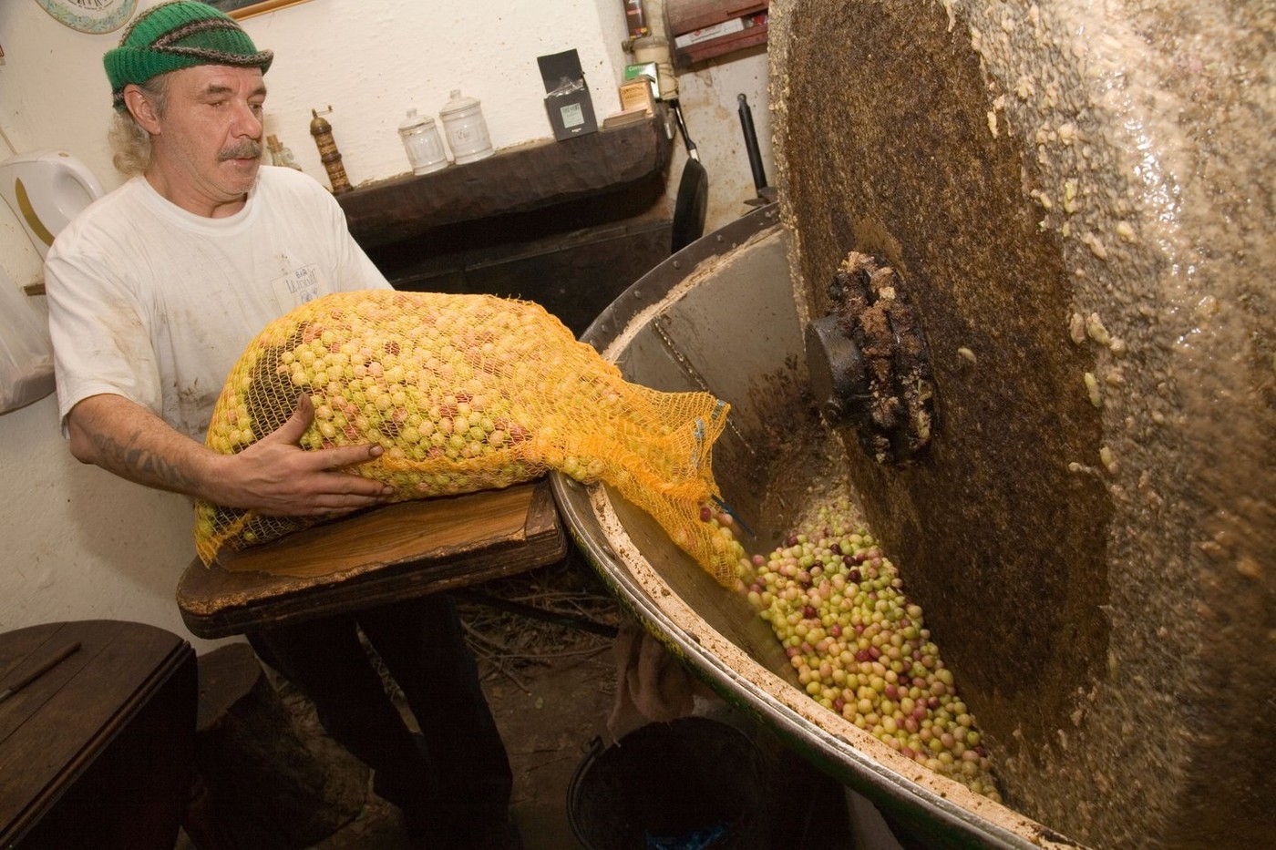 Traditional methods of producing olive oil in France under water driven mill stone. before being pressed.,Image: 7849491, License: Rights-managed, Restrictions: , Model Release: no, Credit line: Richard Wadey / Alamy / Profimedia