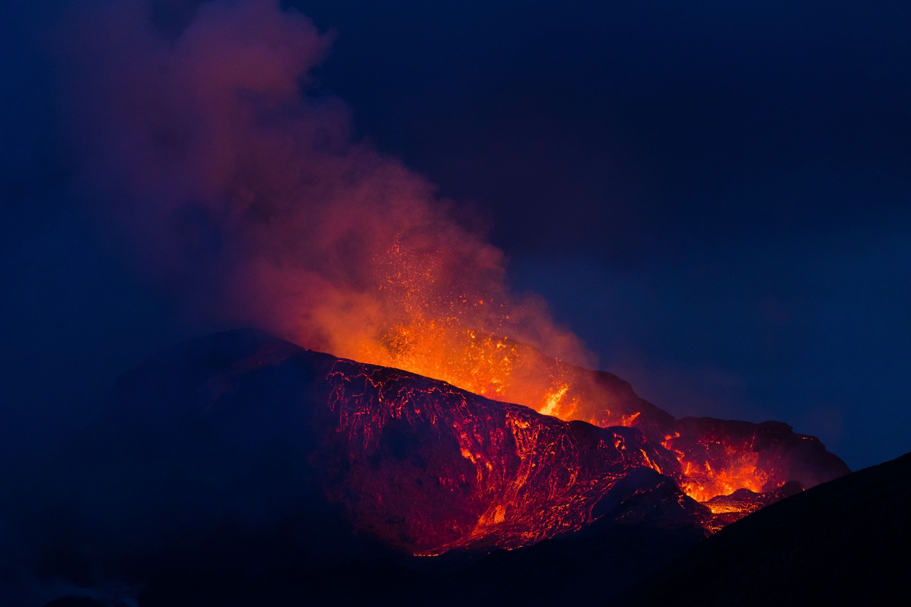Spectacular volcanic eruption at Fagradalsfjall, Iceland - 05 Jun 2021