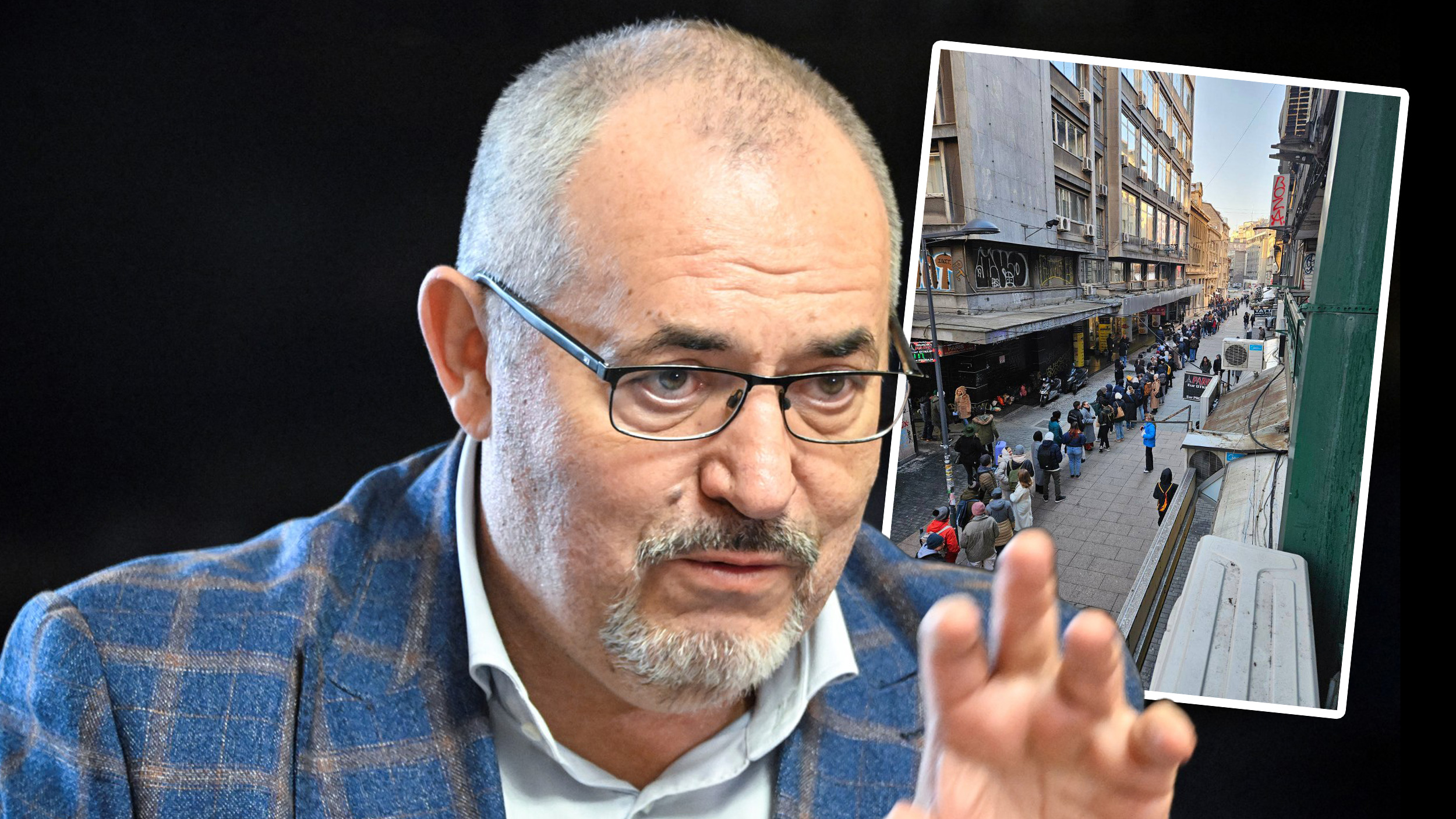 Boris Nadezhdin, kandidat za predsedničke izbore u Rusiji i dugački redovi ljudi koji mu daju potpis podške slika redova iz Novog Sada.