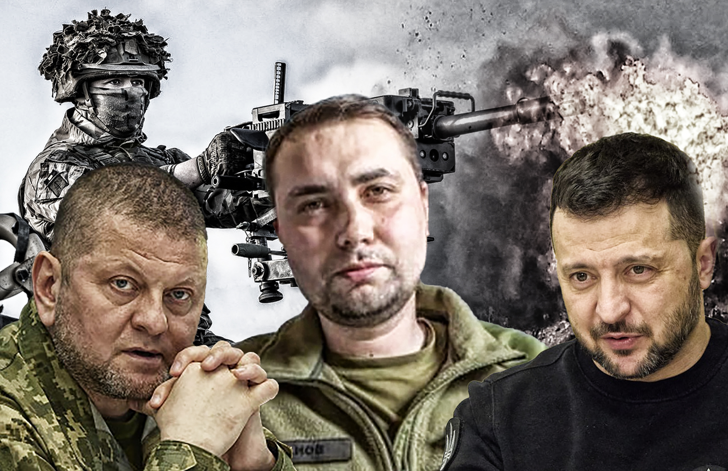Valerij Zalužnji, u sredini Kiril Budanov i desno Vladimir Zelenski