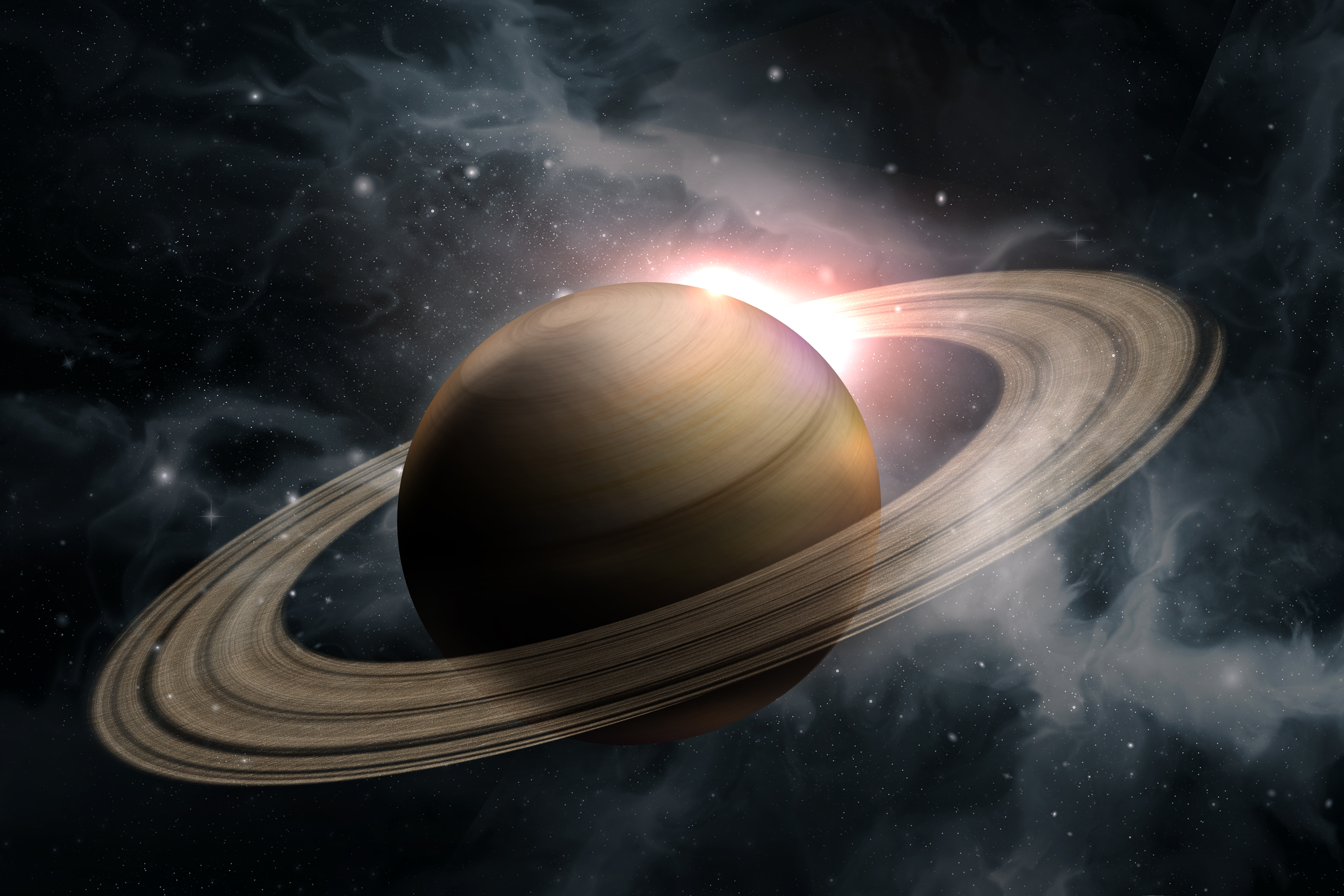 Saturn,Planet,Solar,System,With,Stars,In,3d,Illustration,Background
