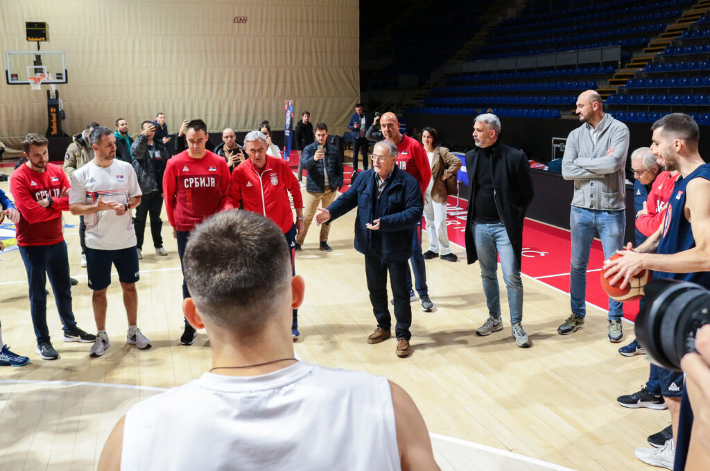 during the Serbia Men's National Basketball Team open practice ahead of FIBA EuroBasket 2025 Qualifiers at Aleksandar Nikolic Hall on November 18, 2024 in Belgrade, Serbia. (Photo by Dimitrije Vasiljevic/STARSPORT)