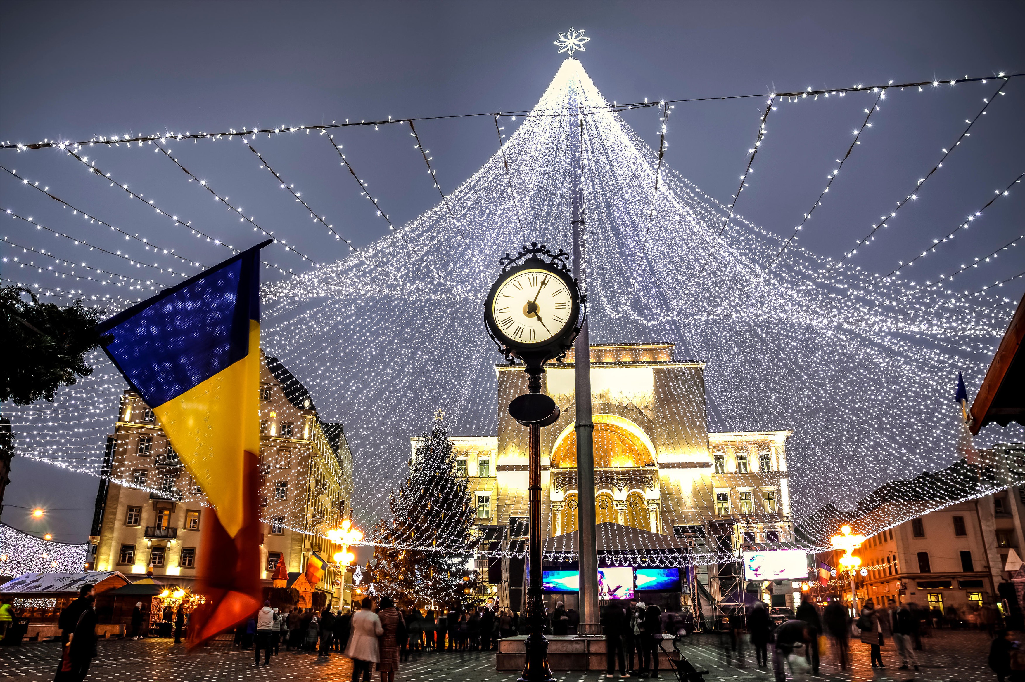Victory square in Timisoara during the Christmas Market, 2015, Romania