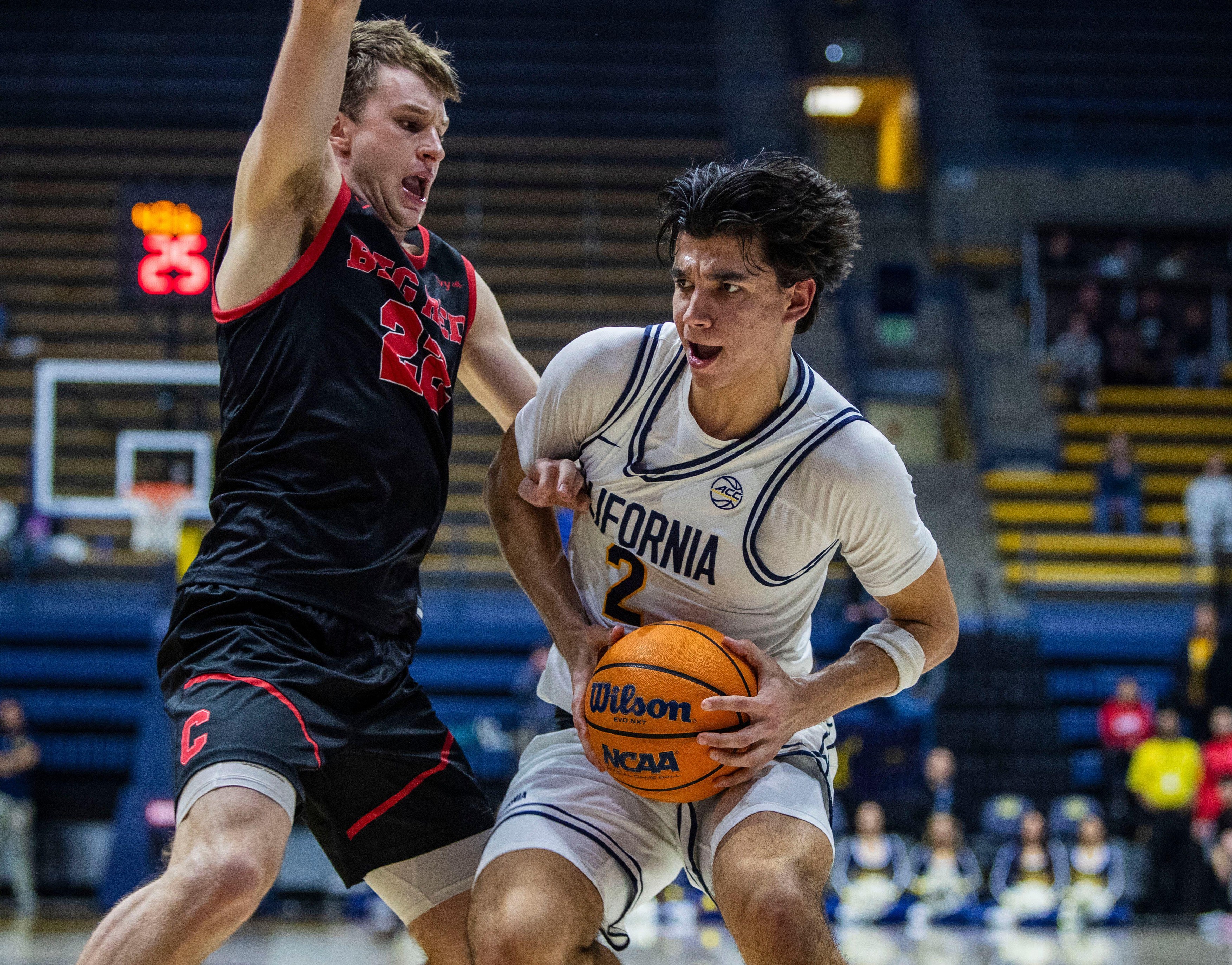 Haas Pavilion Berkeley Calif, USA. 10th Dec, 2024. CA U.S.A. California guard Andrej Stojakovic (2)drives to the hoop during the NCAA/ACC Mens Basketball game between Cornell Big Red Mens and the California Golden Bears. Cornell beat California 88-80 at H