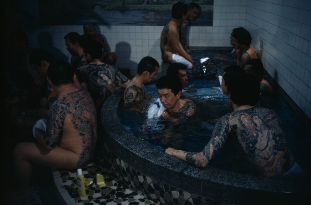 JAPAN People Yakuza Heavily tattooed gangster or Yakuza gang members in public bath house.,Image: 676086808, License: Rights-managed, Restrictions: , Model Release: no, Credit line: - / Eye Ubiquitous / Profimedia