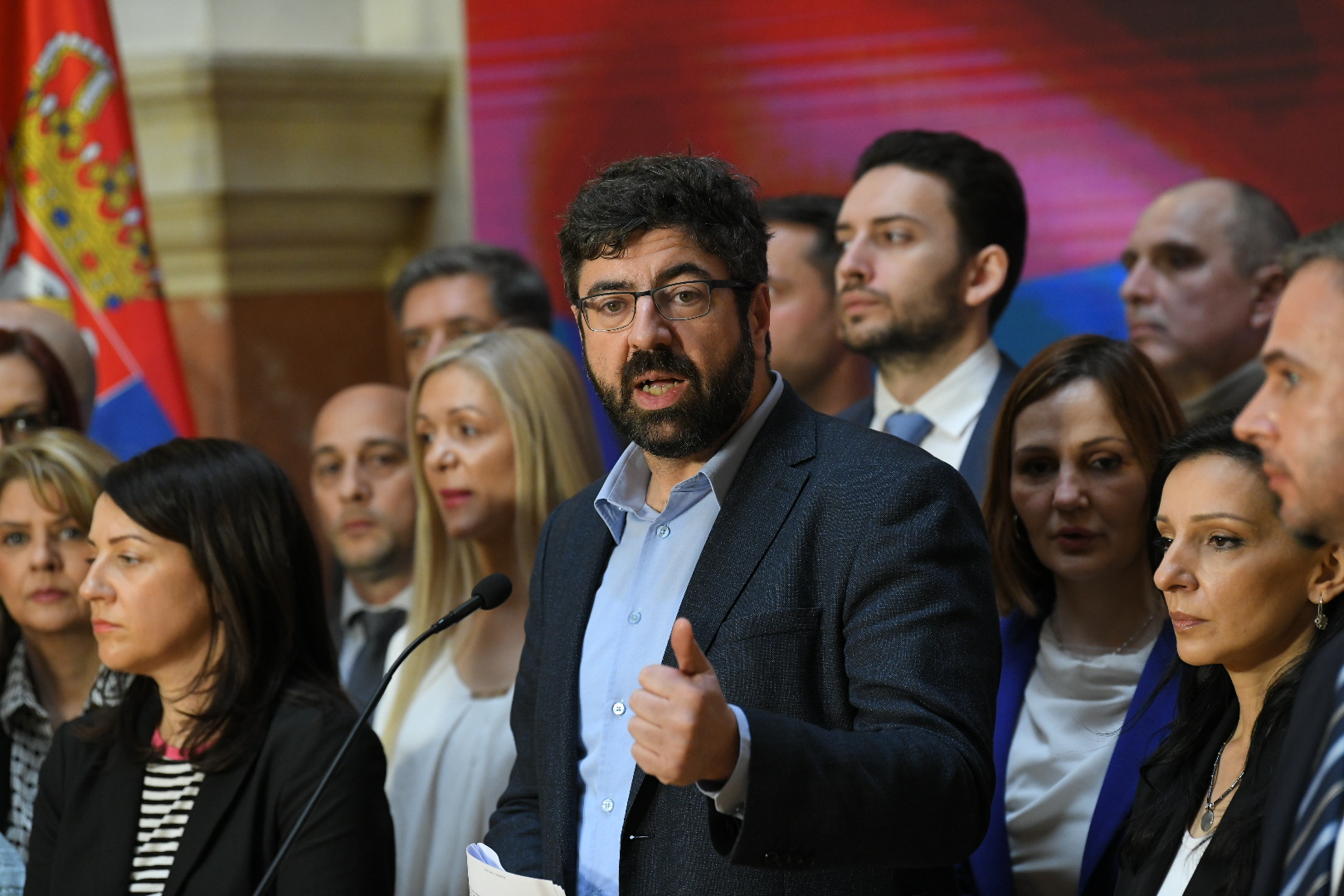 Beograd 11. mart 2024. Konferencija za novinare opozicije u Skupstini Srbije lista Srbija protiv nasilja SNP Foto:Amir Hamzagić/Nova.rs