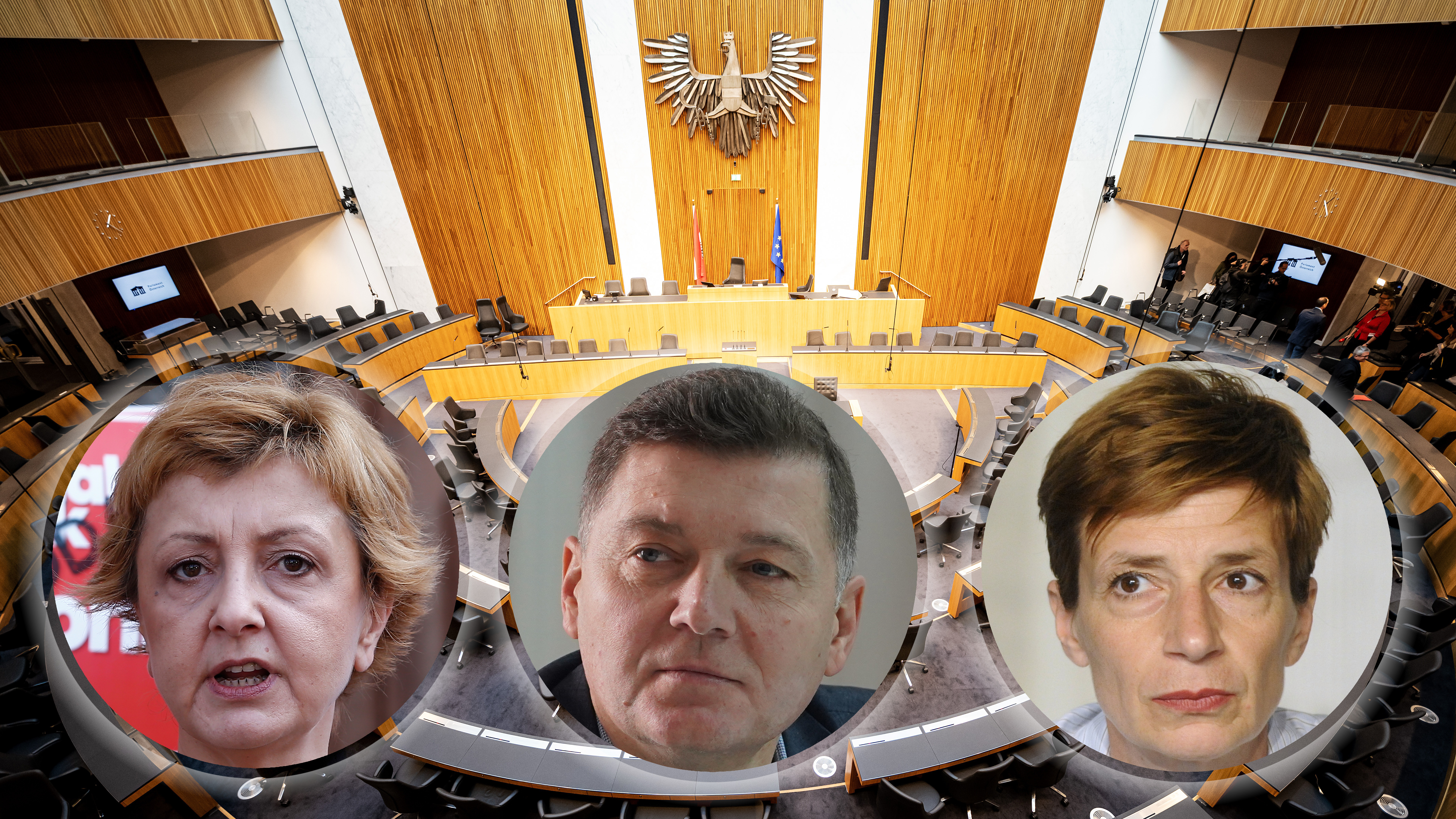 Media tour at the newly renovated historic Austrian parliament building