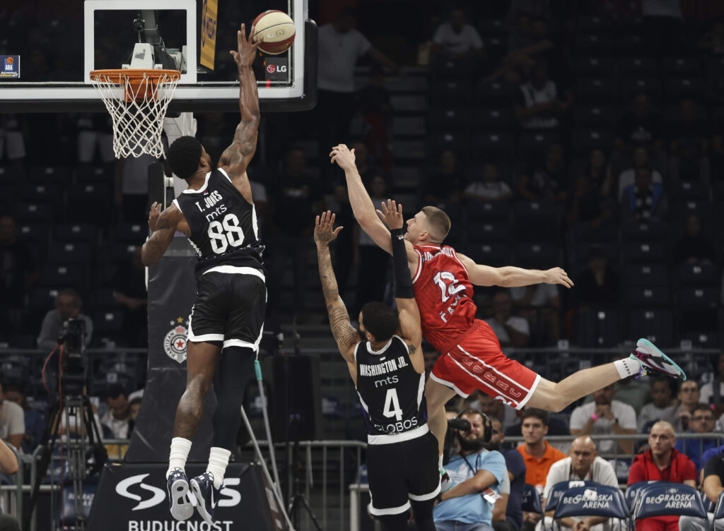 during the Aba League Season 2024-2025 match between Partizan and Borac Cacak at Stark Arena on September 25, 2024 in Belgrade, Serbia. (Photo by Srdjan Stevanovic/Starsport.rs ©)