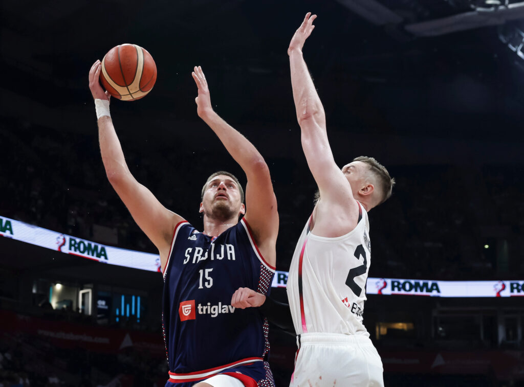 during the Friendly basketball match between  Serbia and Japan at Belgrade Arena on July 21, 2024 in Belgrade, Serbia. (Photo by Srdjan Stevanovic/Starsport.rs ©)