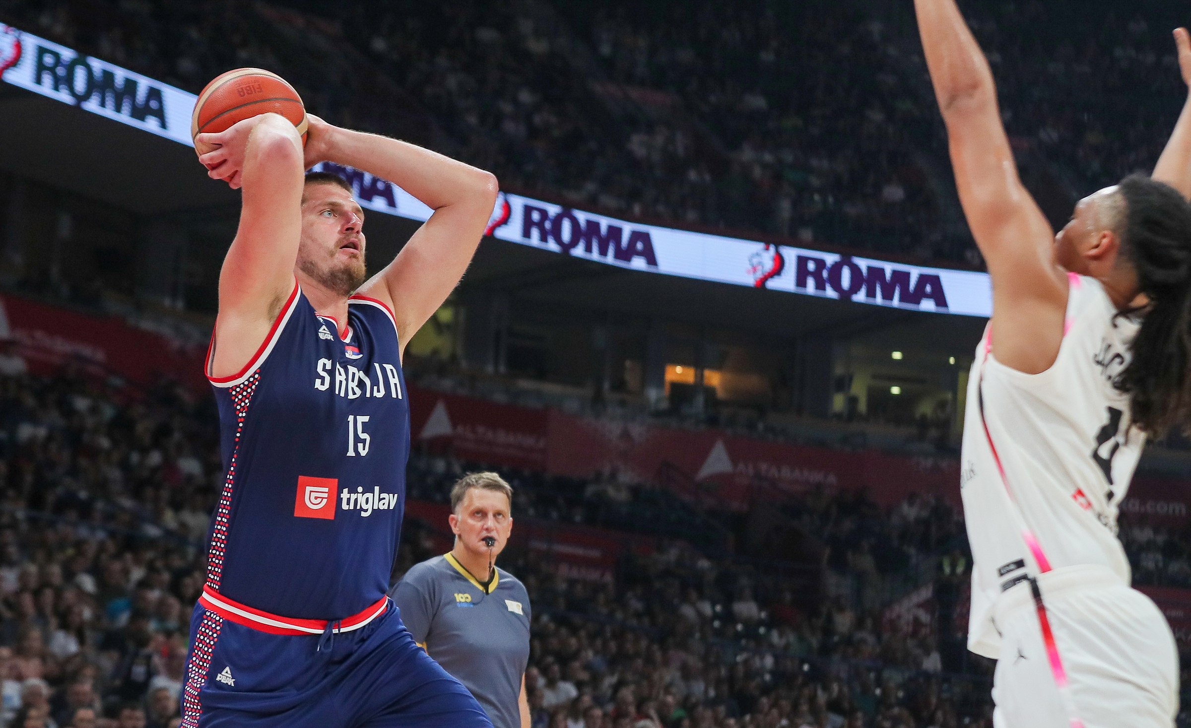 BELGRADE, SERBIA - JULY 21: during the Serbia v Japan International Friendly Basketball match ahead of the 2024 Paris Olympics at the Belgrade Arena (Beogradska Arena) on July 21, 2024 in Belgrade, Serbia. (Photo by: Dimitrije Vasiljevic/STARSPORT)