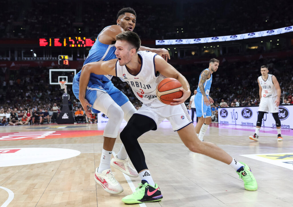 during the Friendly basketball match between  Serbia and Greece at Belgrade Arena on July 22, 2024 in Belgrade, Serbia. (Photo by Srdjan Stevanovic/Starsport.rs ©)