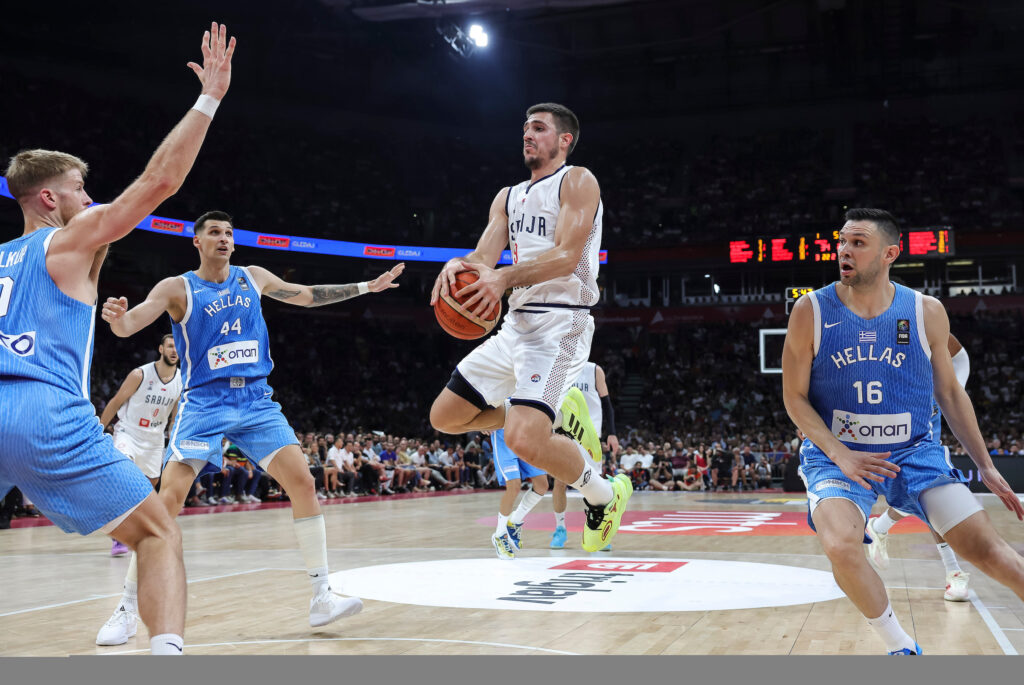 during the Friendly basketball match between  Serbia and Greece at Belgrade Arena on July 22, 2024 in Belgrade, Serbia. (Photo by Srdjan Stevanovic/Starsport.rs ©)
