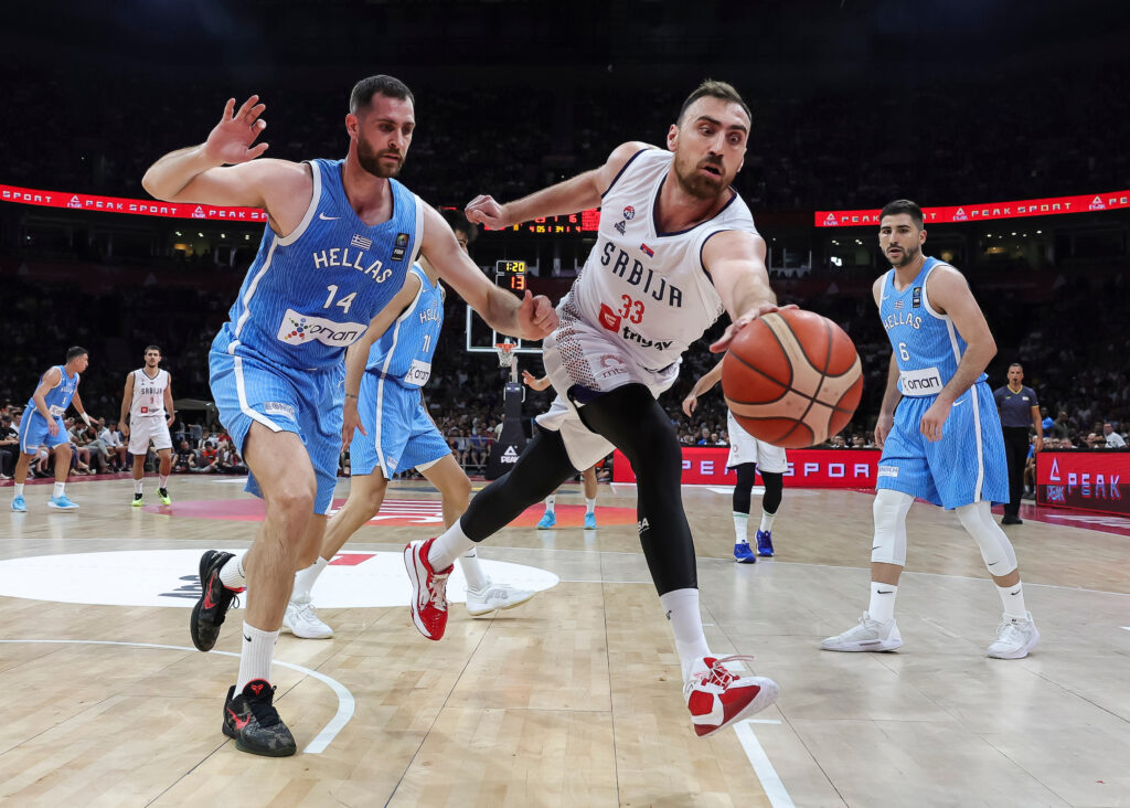 during the Friendly basketball match between  Serbia and Greece at Belgrade Arena on July 22, 2024 in Belgrade, Serbia. (Photo by Srdjan Stevanovic/Starsport.rs ©)