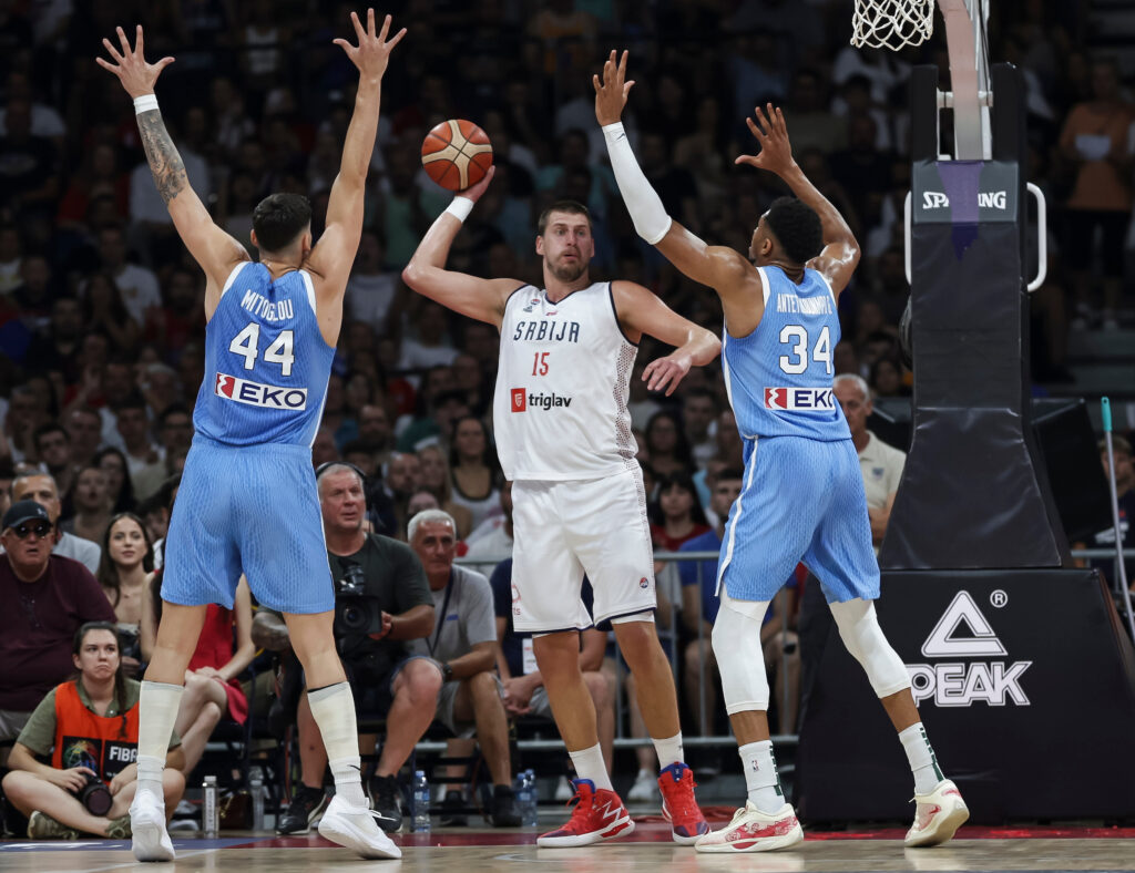 during the Friendly basketball match between  Serbia and Greece at Belgrade Arena on July 22, 2024 in Belgrade, Serbia. (Photo by Srdjan Stevanovic/Starsport.rs ©)