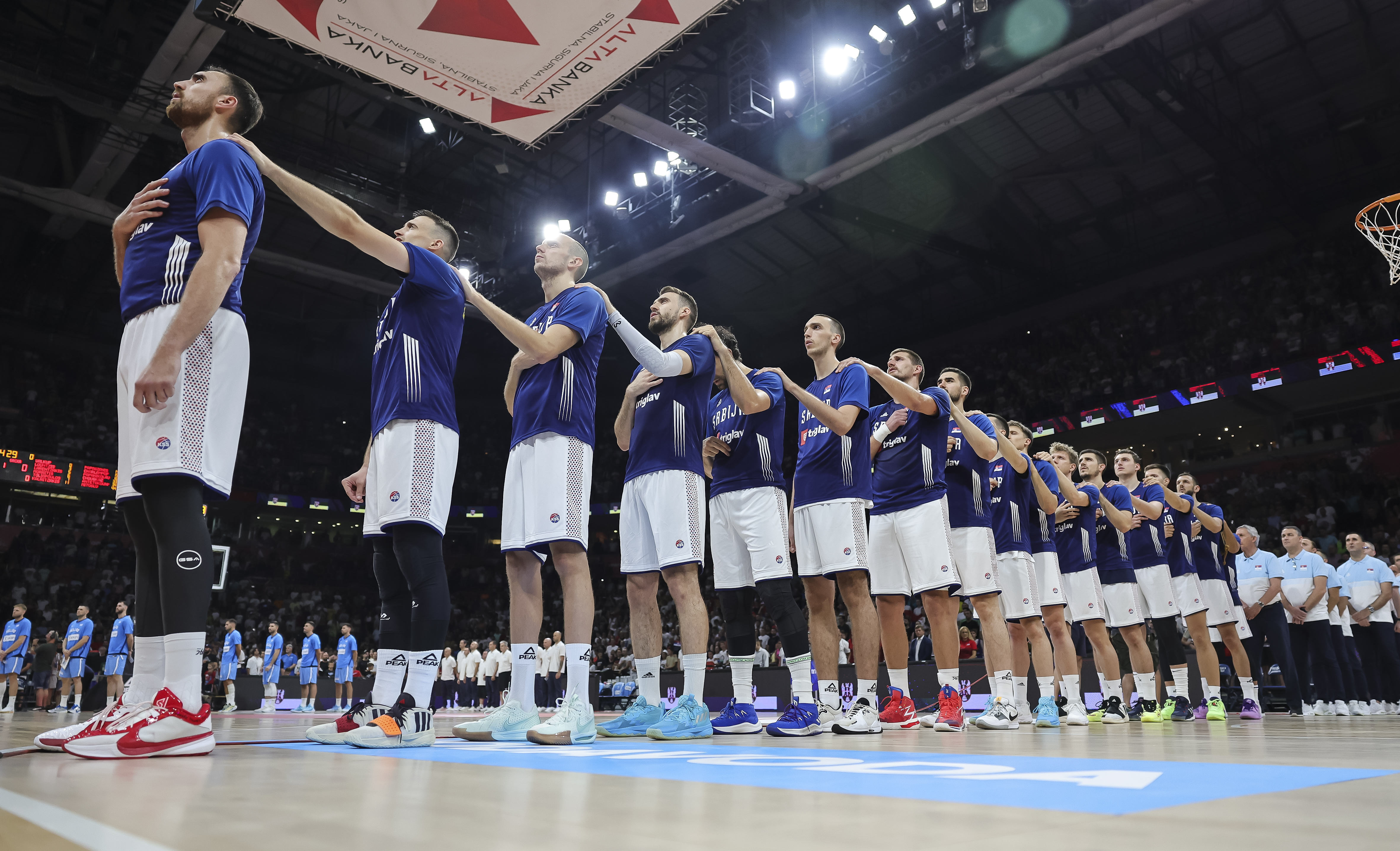 during the Friendly basketball match between  Serbia and Greece at Belgrade Arena on July 22, 2024 in Belgrade, Serbia. (Photo by Srdjan Stevanovic/Starsport.rs ©)
