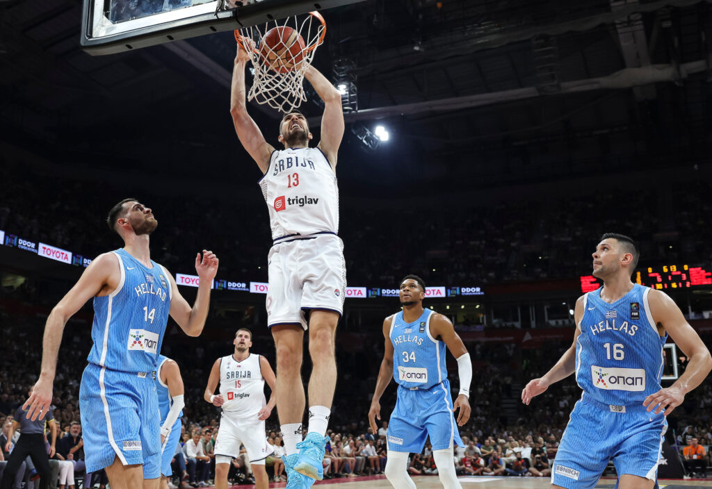during the Friendly basketball match between  Serbia and Greece at Belgrade Arena on July 22, 2024 in Belgrade, Serbia. (Photo by Srdjan Stevanovic/Starsport.rs ©)
