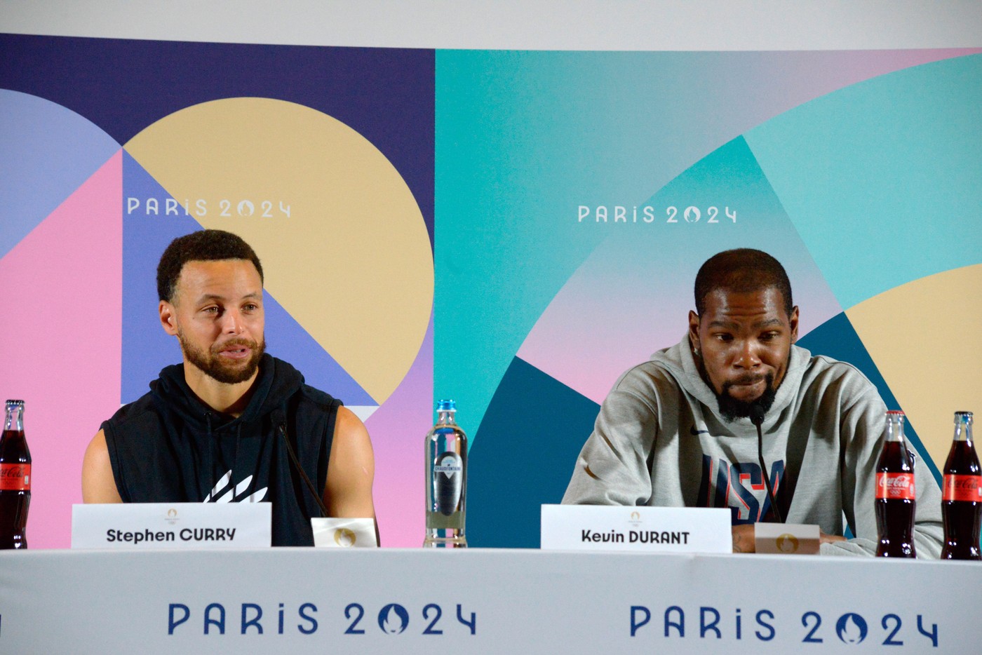 Olympic Games Paris 2024 - Press conference of USA's basketball players Stephen Curry and Kevin Durant