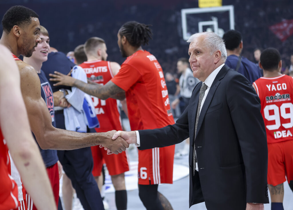 during the Aba League Season 2023-2024 Final Game 3 match between Partizan and Crvena Zvezda at Belgrade Arena on May 19, 2024 in Belgrade, Serbia. (Photo by Pedja Milosavljevic/Starsport.rs ©)