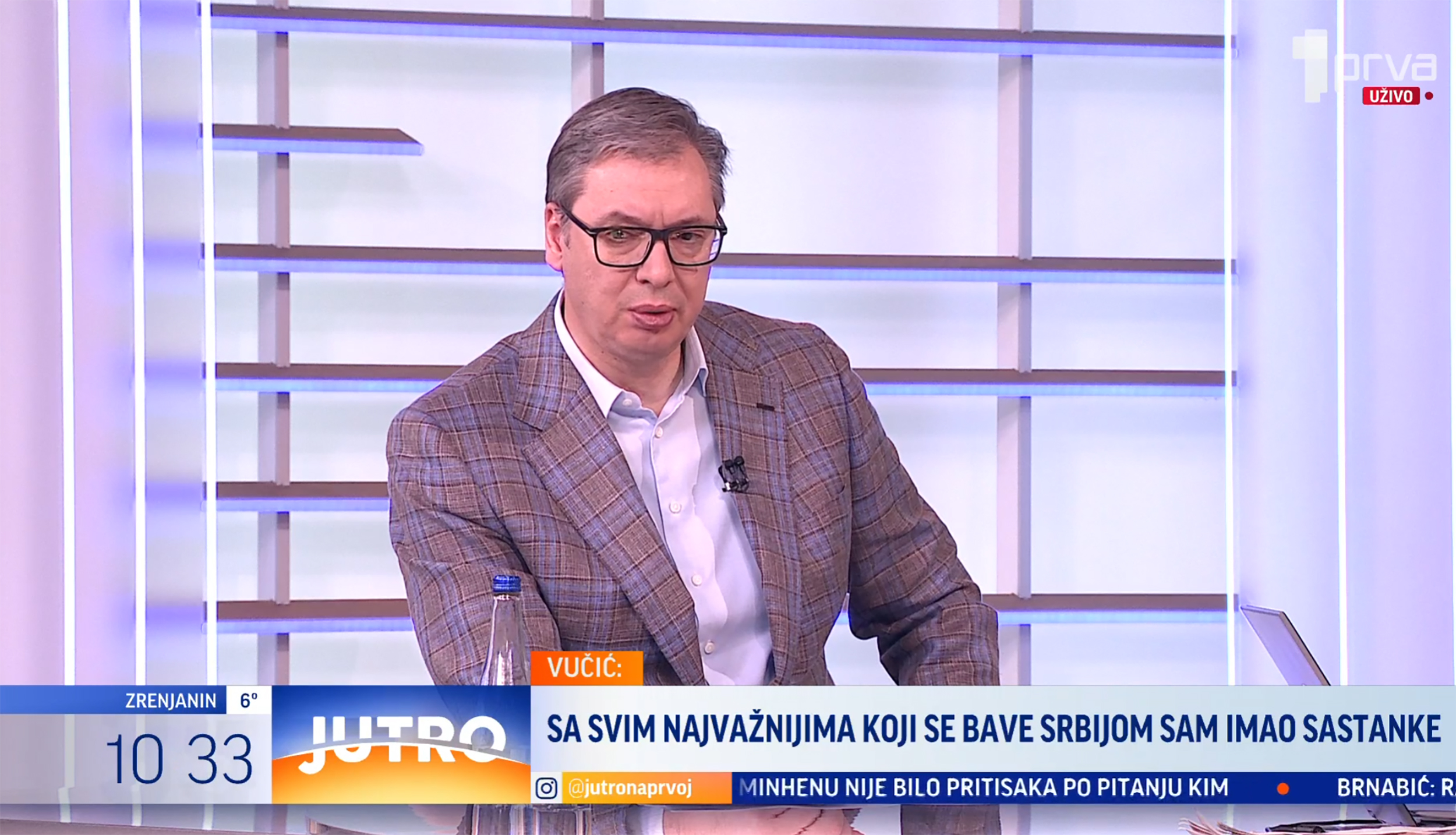 Aleksandar Vučić gost emisije na Prva Tv Jutro  Foto:prinrscreen/Prva TV