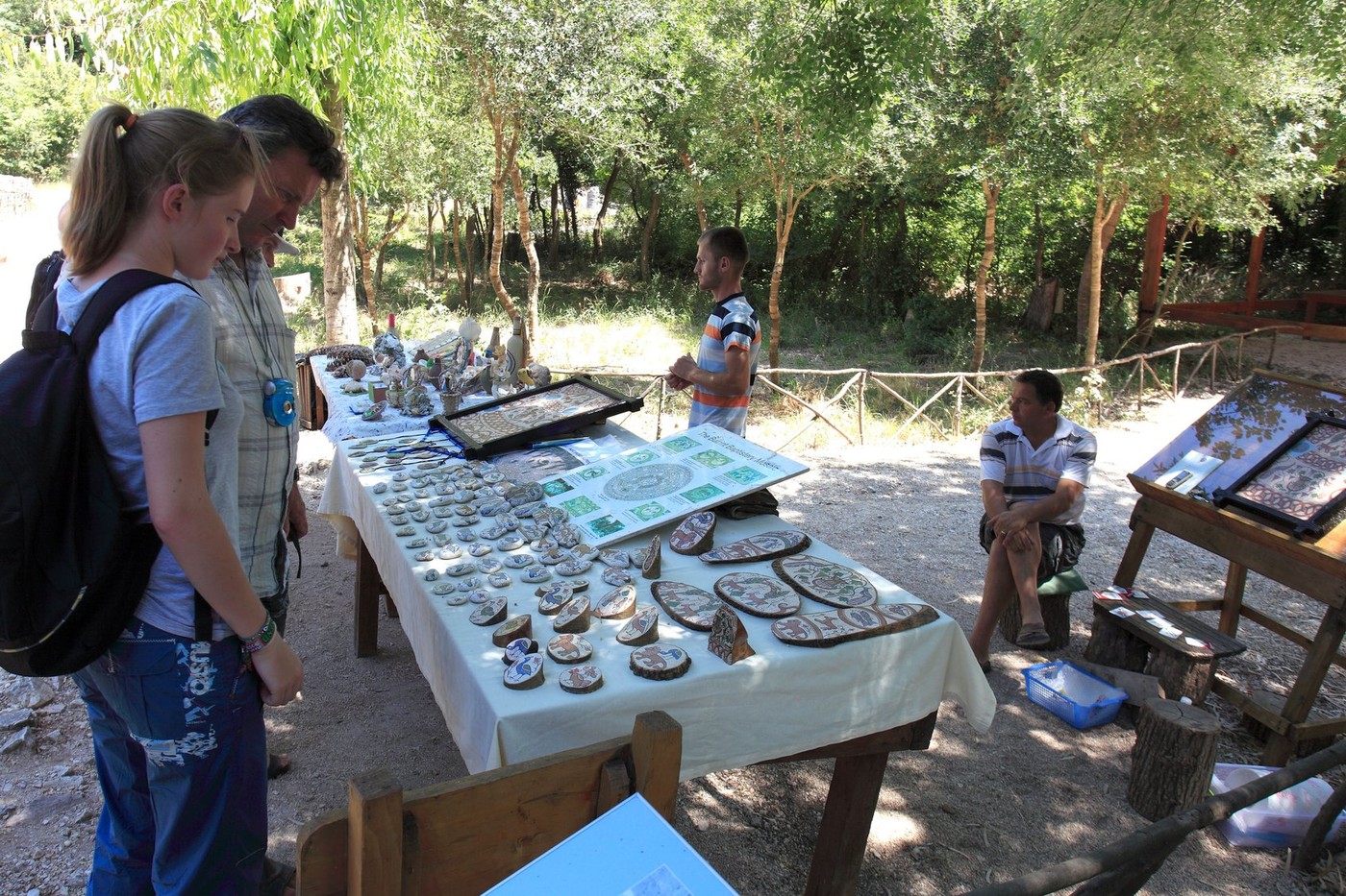 Tourists goods ancient Butrint site, UNESCO World Heritage Site, Butrint National Park, Saranda District, Southern Albania