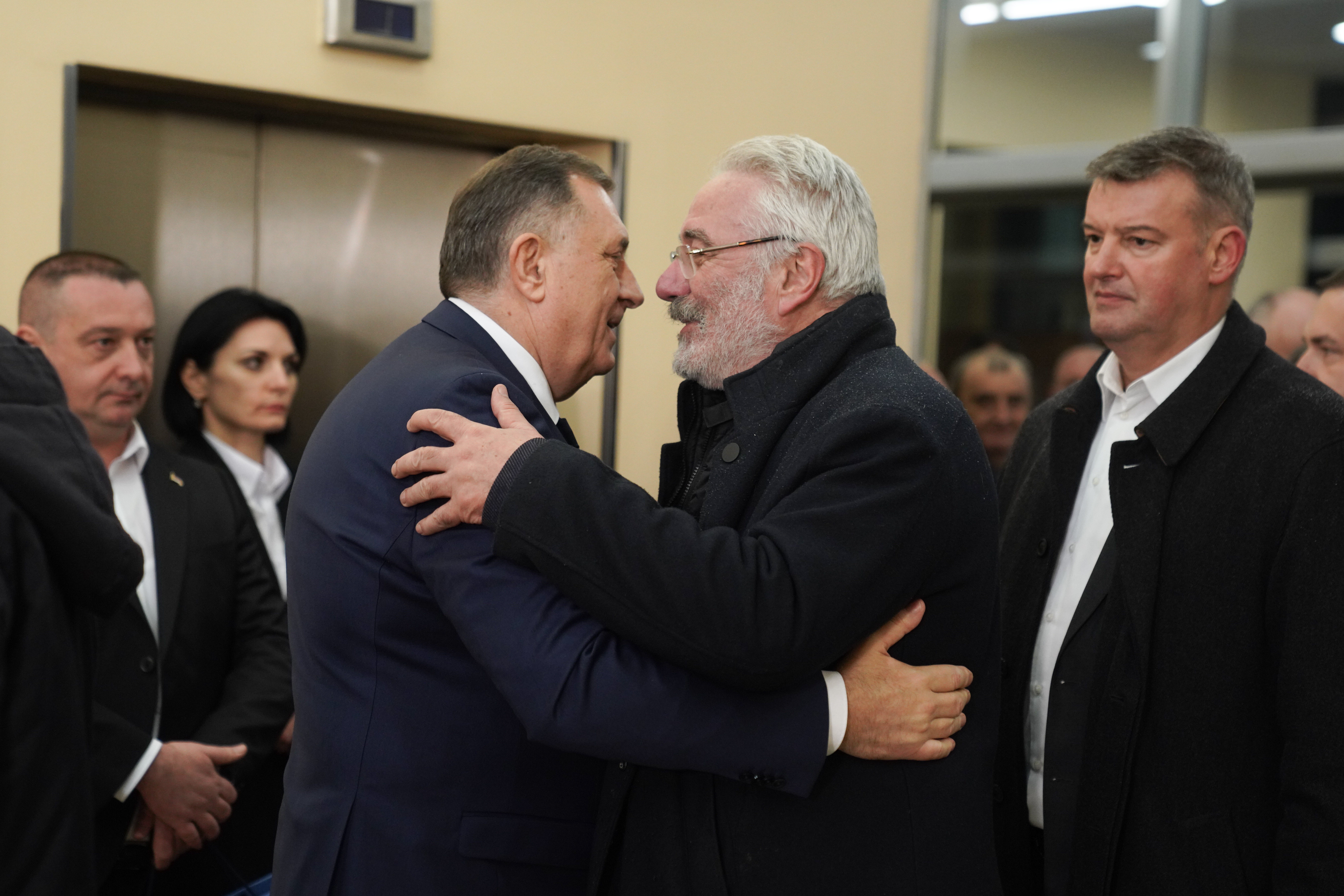 Banjaluka, 8. januara 2024.- Sveèani prijem  povodom obeleavanja Dana Republike Srpske. Predsednik Republike Srpske Milorad Dodik i nosilac liste "Mi, glas iz naroda" Branimir Nestoroviæ. FOTO TANJUG/ STRAHINJA AÆIMOVIÆ/ nr