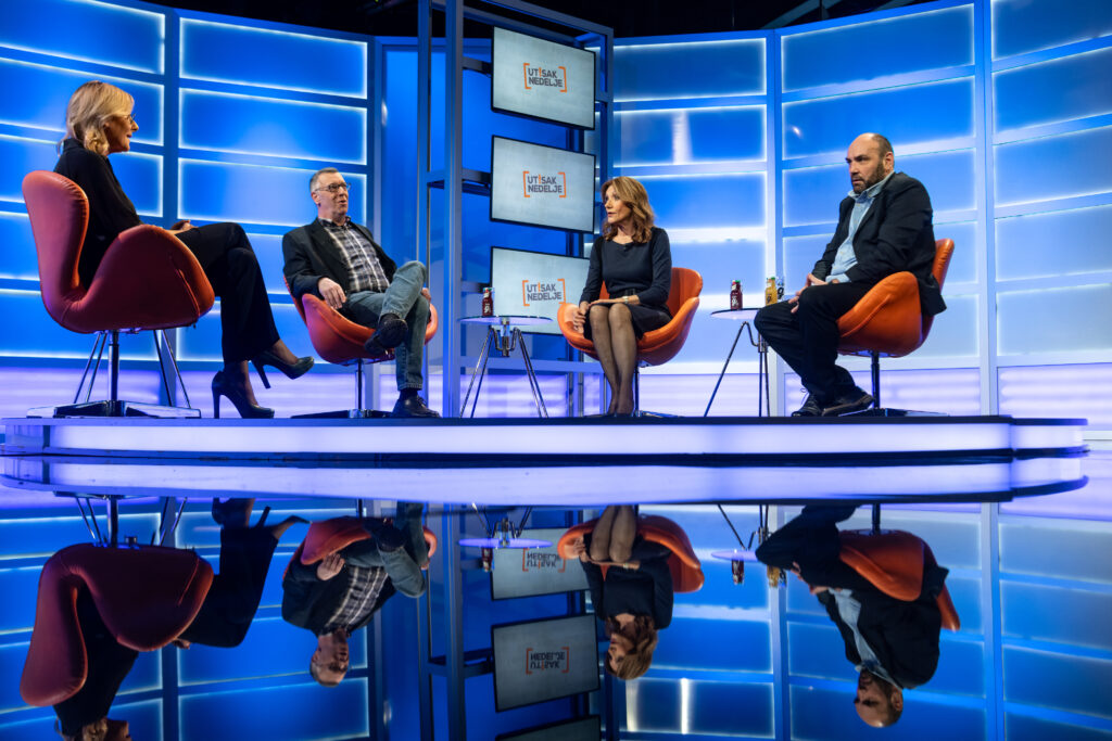 Beograd 10.03.2024. Olja Bećković, Branko Čečen, Vesna Mališić i Zoran Panović, emisija Utisak Nedelje Foto: Ivan Dinić/Nova