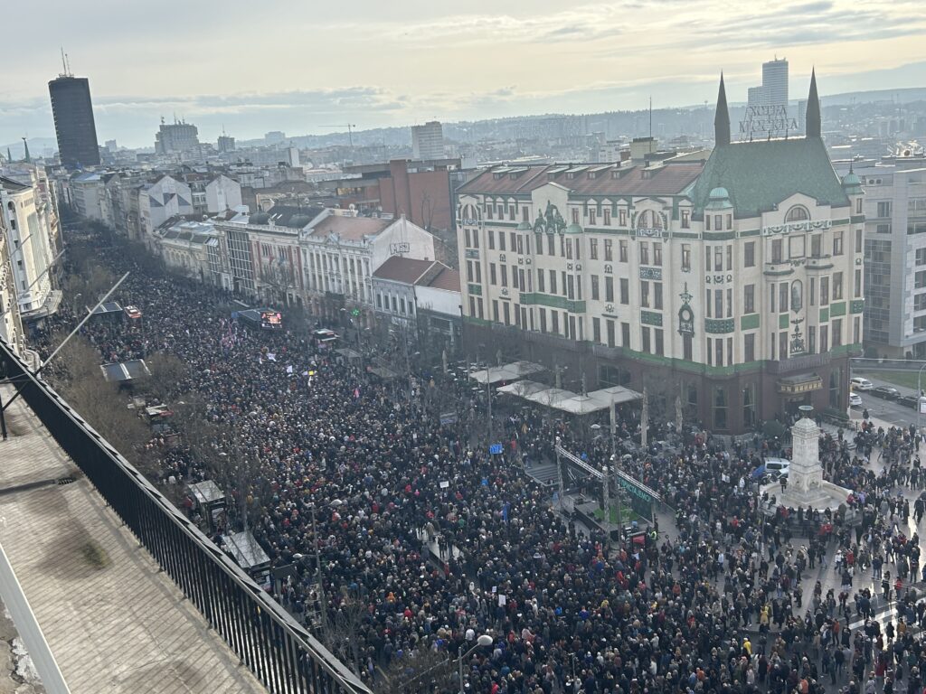Beograd, 30.12.2023. Terazije, kod Terazijske česme, protest zbog izborne krađe, proglas Foto: Vladislav Mitić/Nova.rs